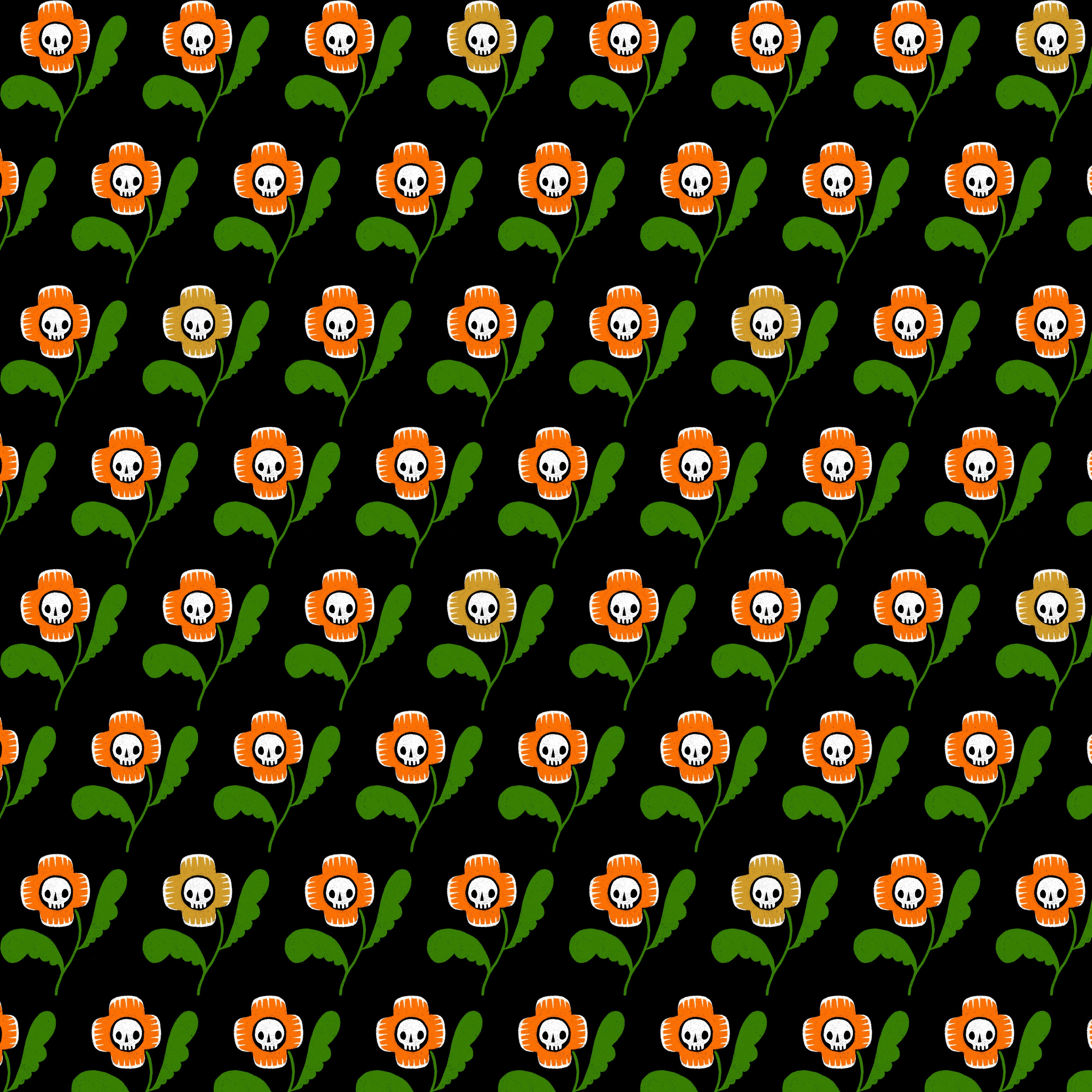 Witchy Ways | Skull Flowers - Black by Cori Dantini for FreeSpirit Fabrics | PWCD144.XBLACK