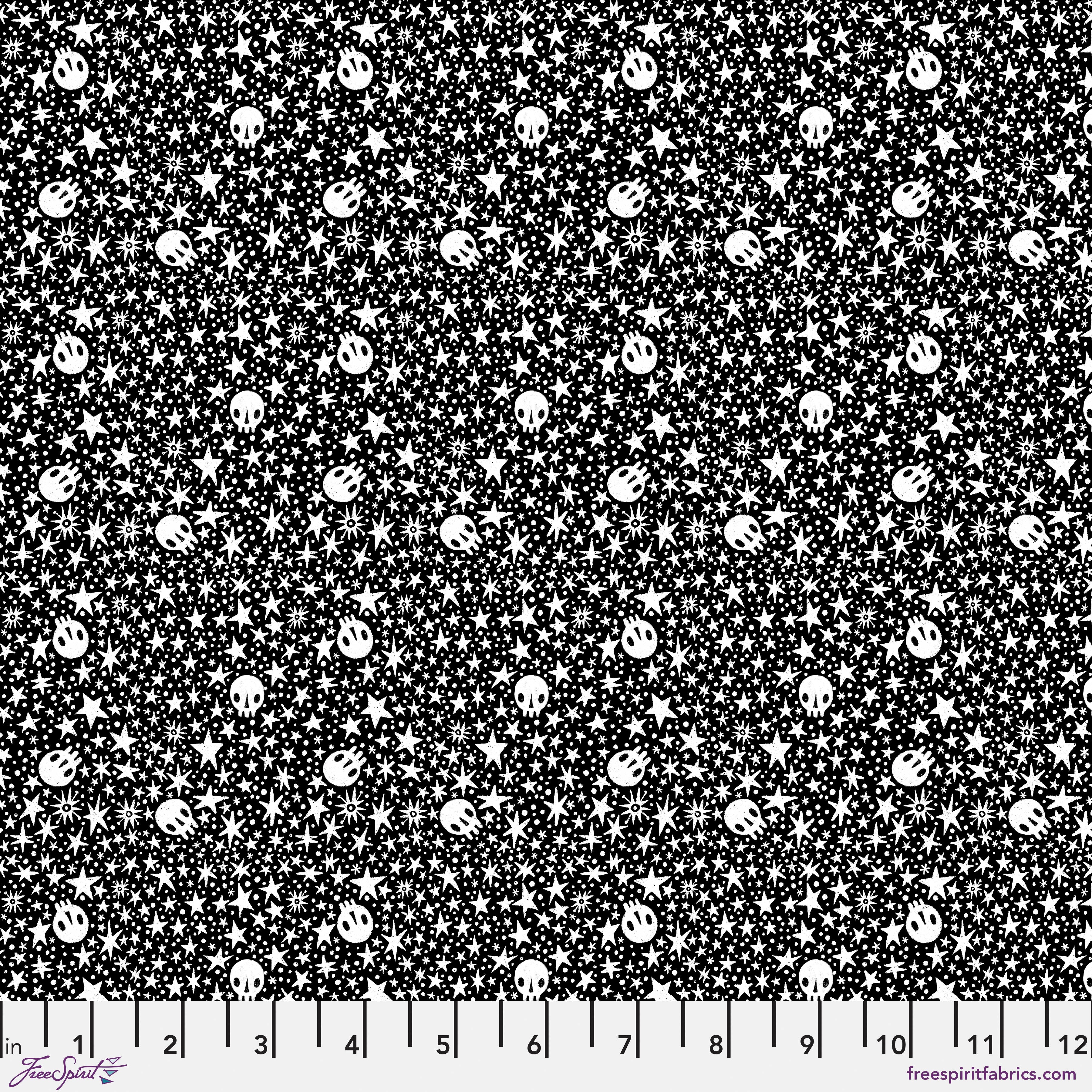 Witchy Ways | Starry Skulls - Black by Cori Dantini for FreeSpirit Fabrics | PWCD146.XBLACK