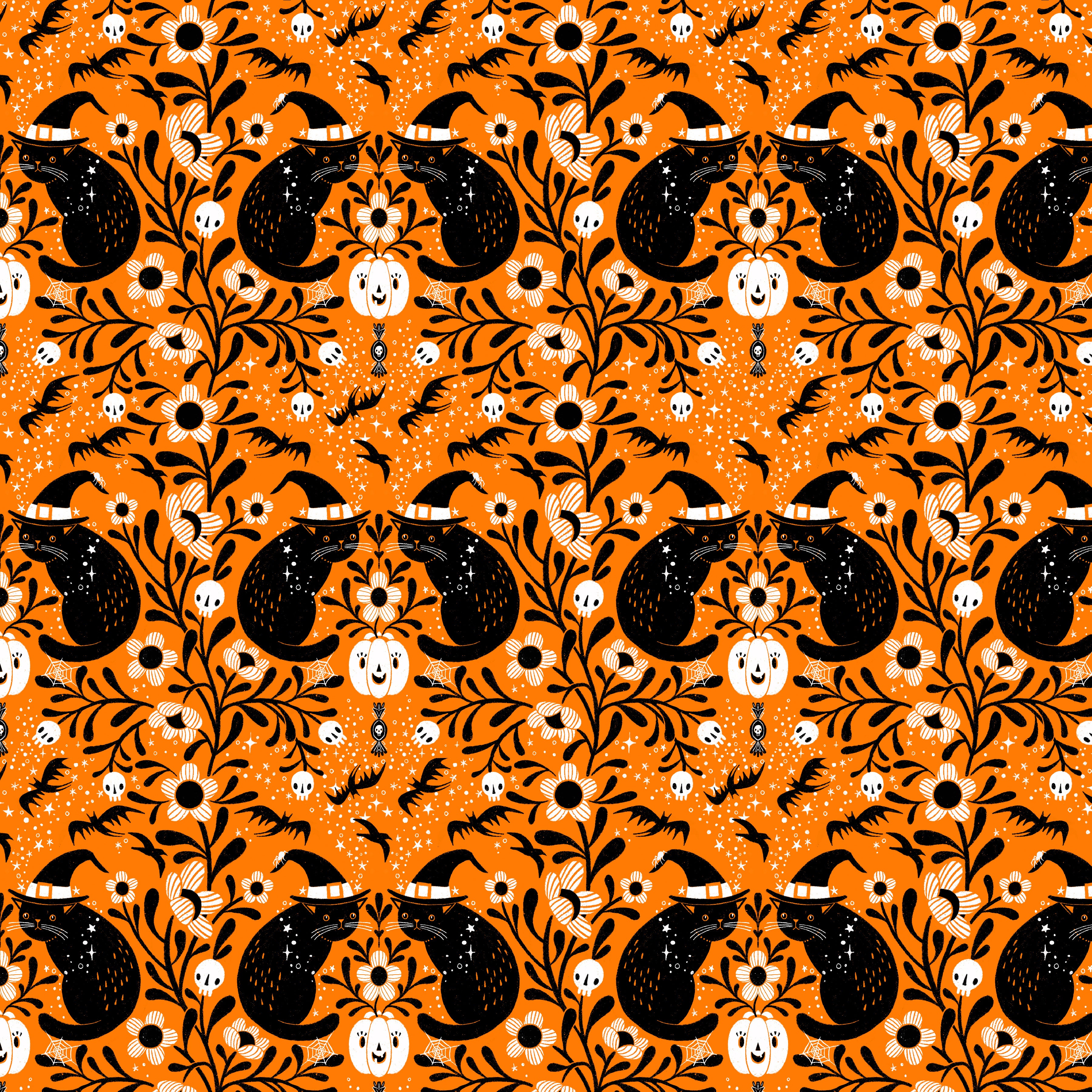 Witchy Ways | Witchy Kitty - Pumpkin by Cori Dantini for FreeSpirit Fabrics | PWCD149.XPUMPKIN