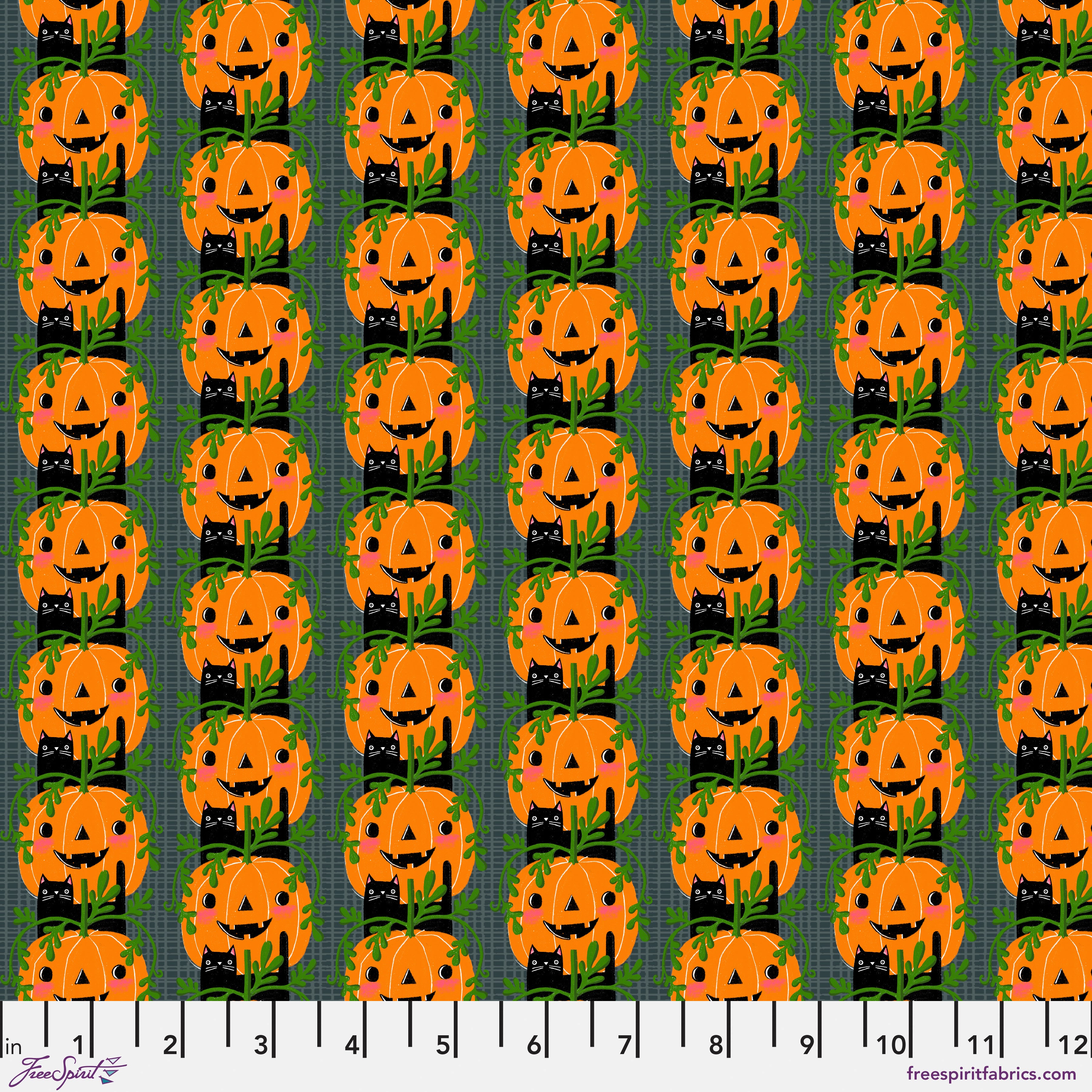 Witchy Ways | Kitty Rows - Gray by Cori Dantini for FreeSpirit Fabrics | PWCD150.XGRAY