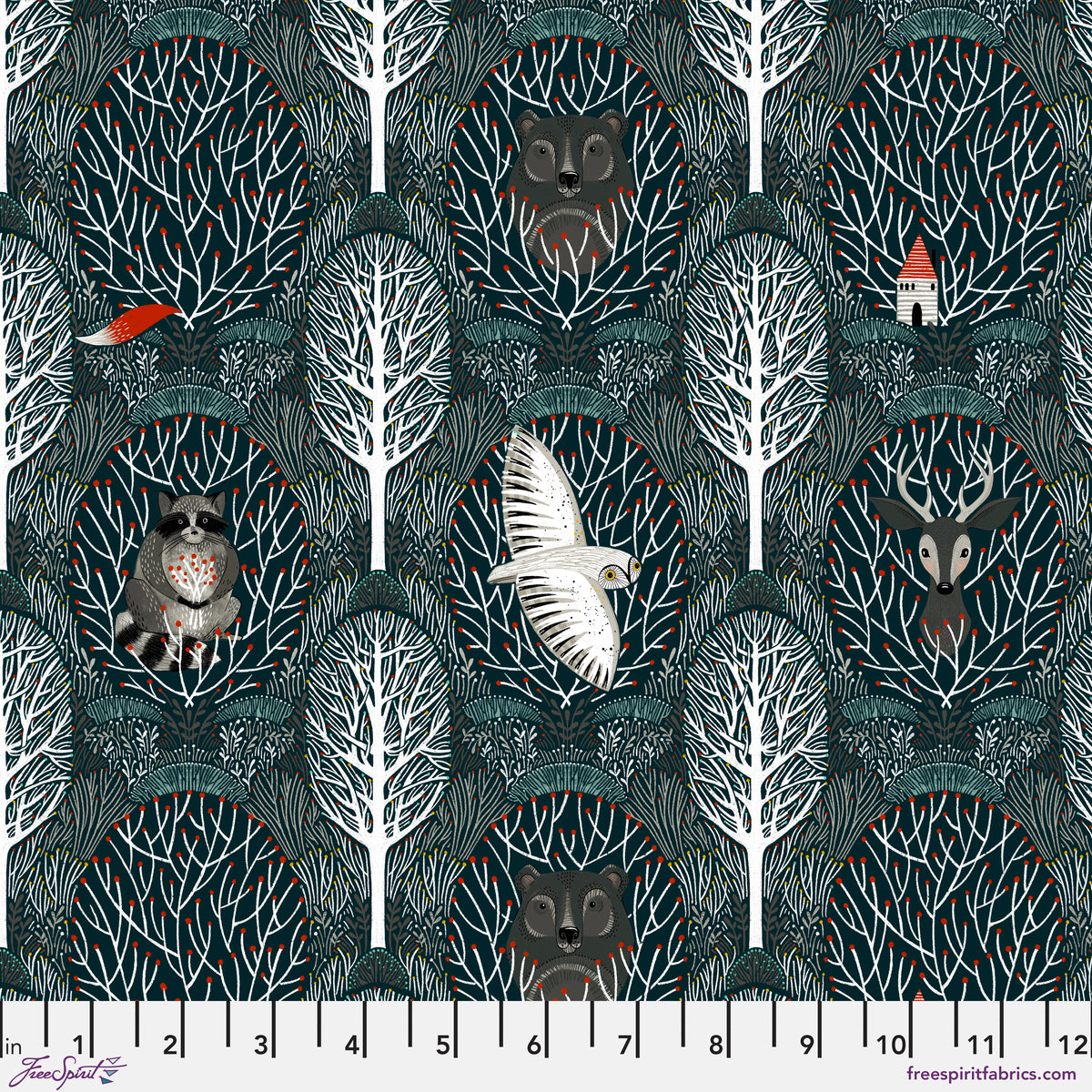 Silent Night | Woodland Friends - Navy by Cori Dantini for FreeSpirit | PWCD175.XNAVY