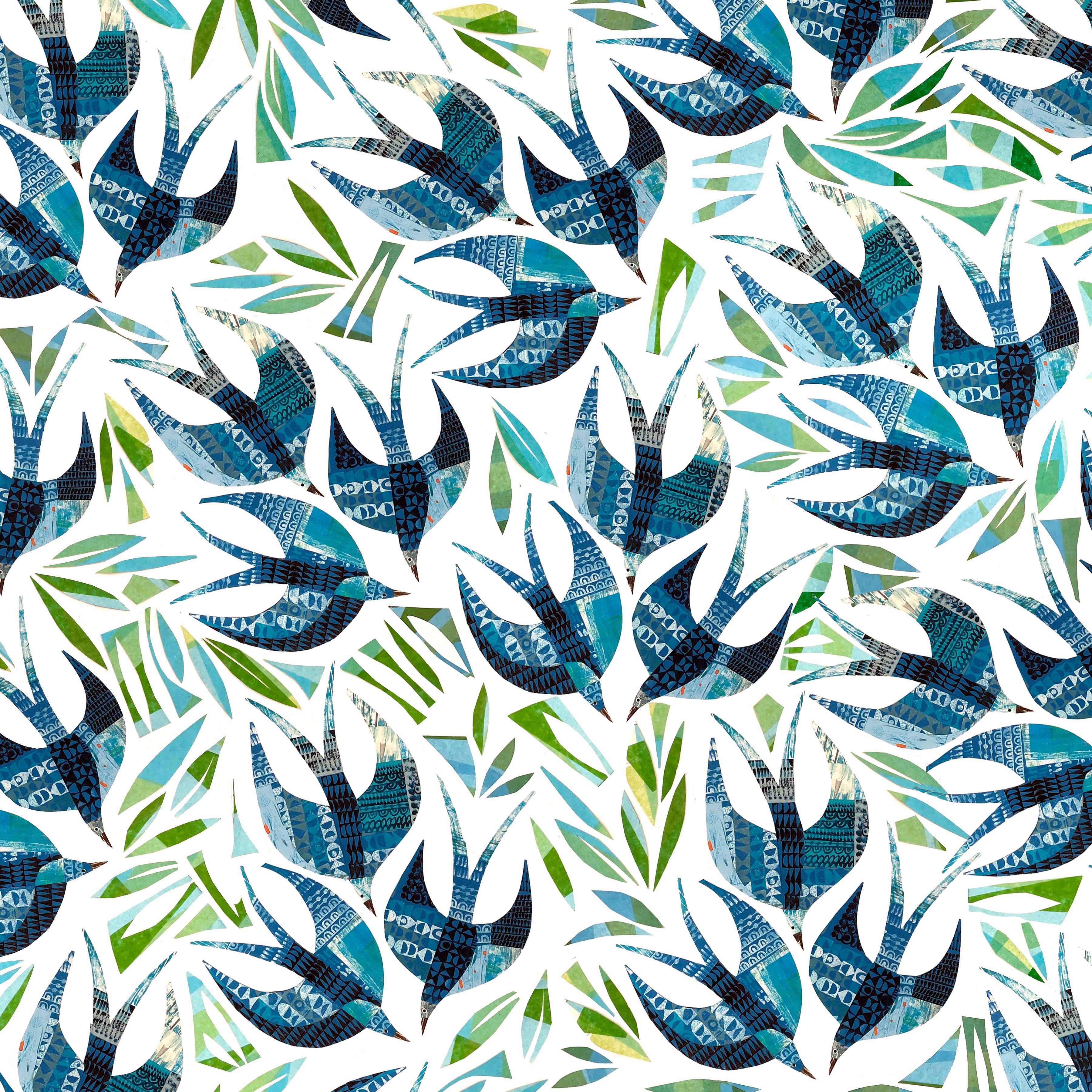 Flying South | Swallows - Blue by Clare Youngs for FreeSpirit | PWCY005.BLUE