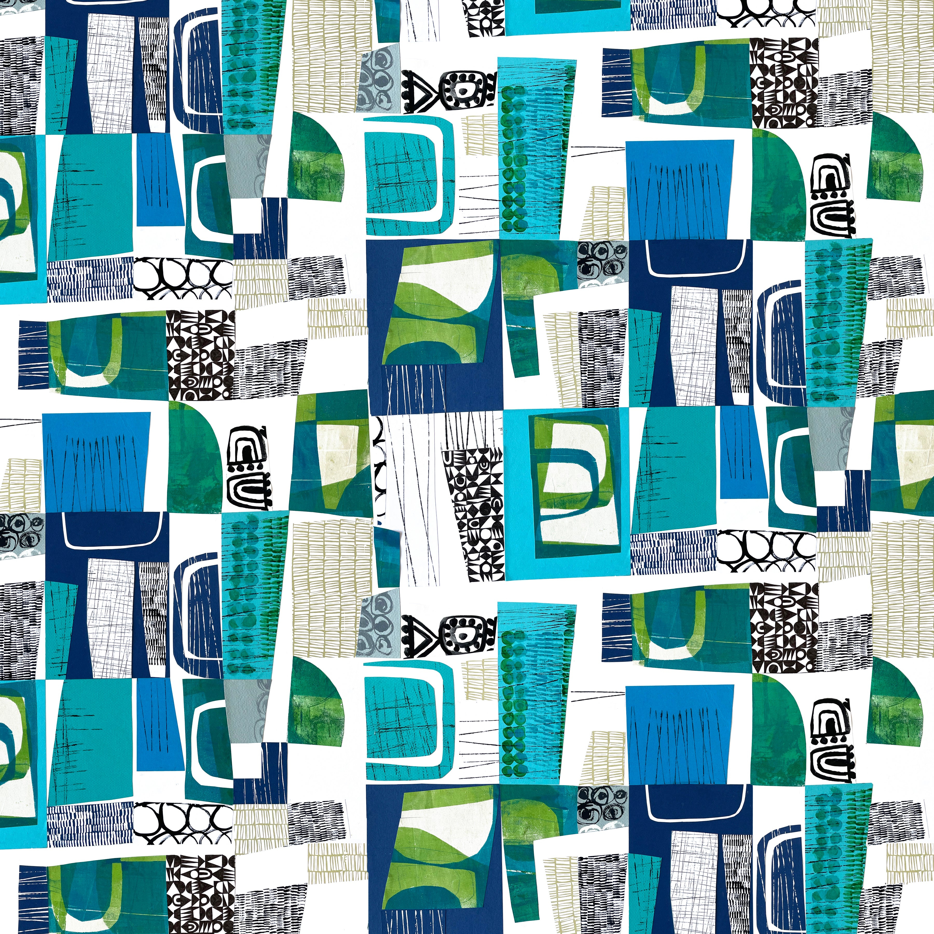 Flying South | Collage - Sea Blue by Clare Youngs for FreeSpirit | PWCY001.MIDNIGHT