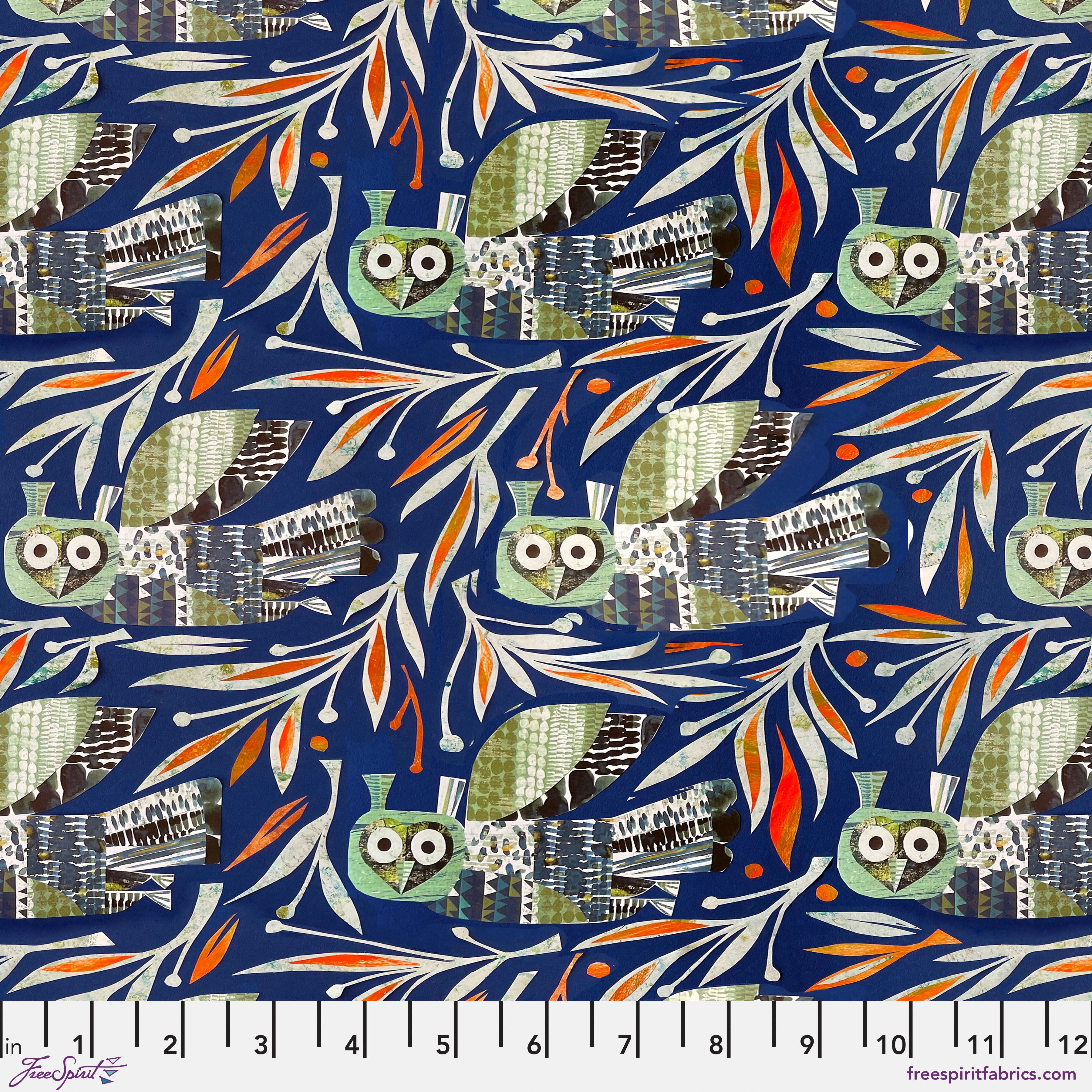 Flying South | Winter Owl - Dark Blue by Clare Youngs for FreeSpirit | PWCY010.DARKBLUE