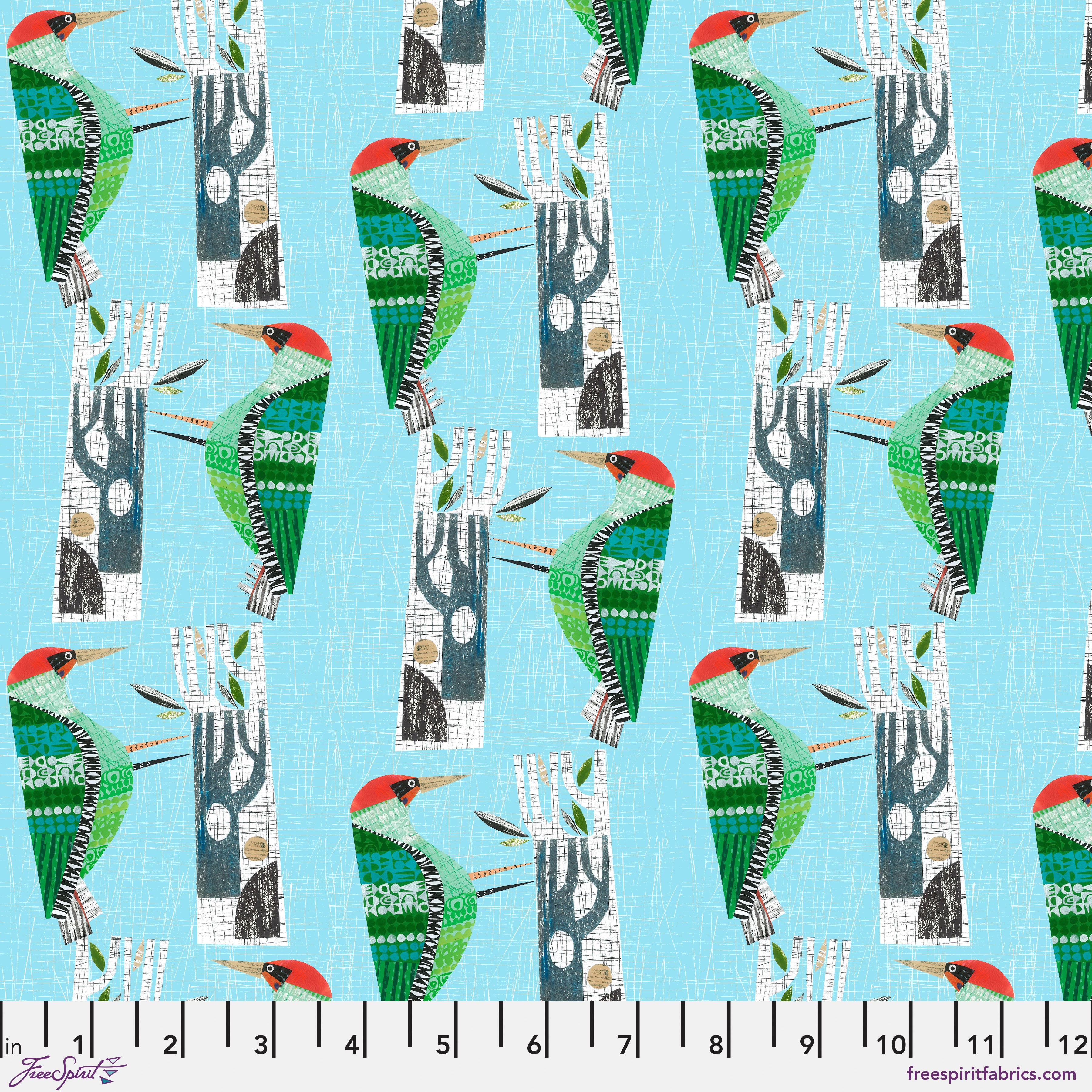 Flying South | Woodpecker - Sky Blue by Clare Youngs for FreeSpirit | PWCY012.SKYBLUE