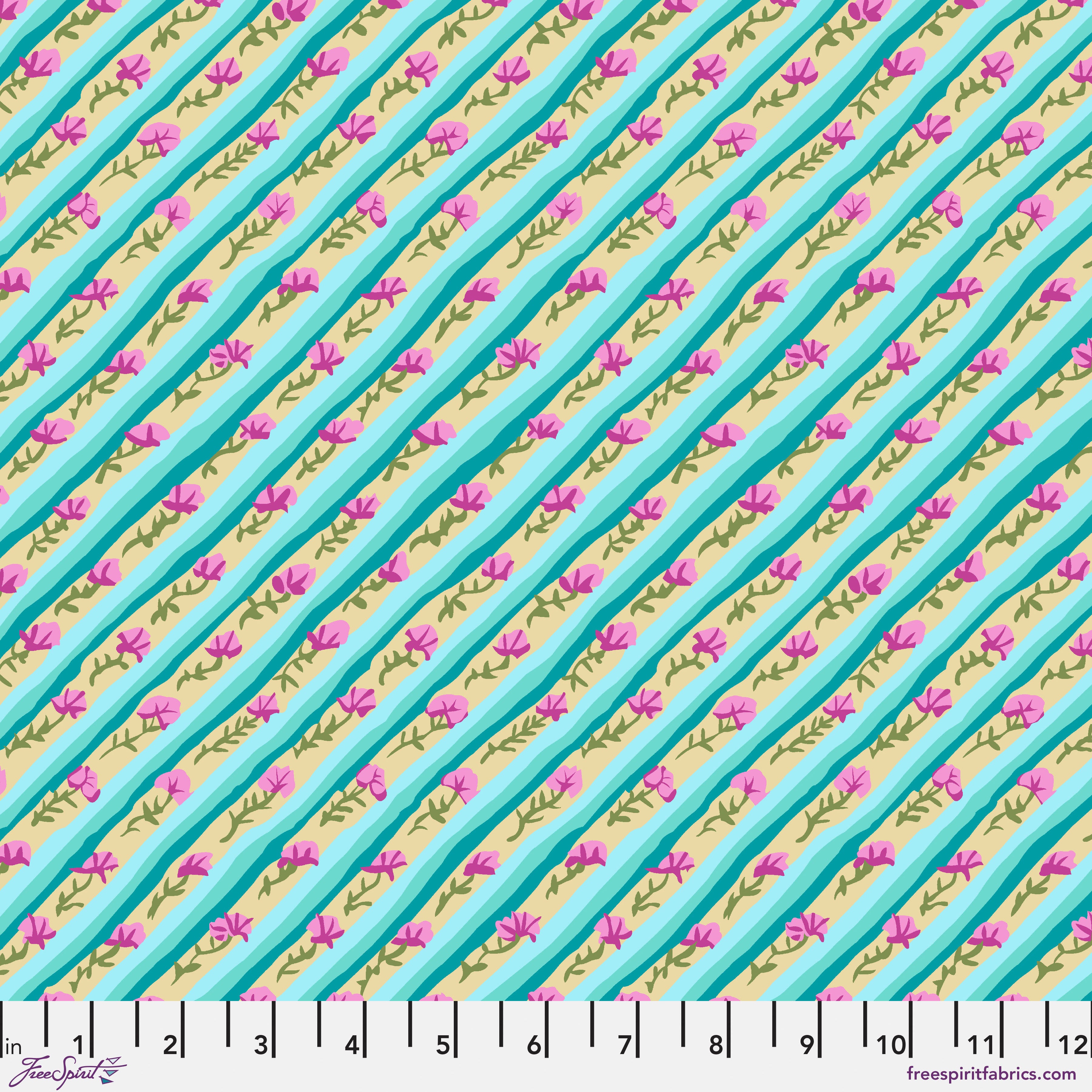 Kaffe: From the Archives | Diagonal Poppy - Duck Egg by Kaffe Fassett Collective for FreeSpirit | PWGP024.DUCKEGG