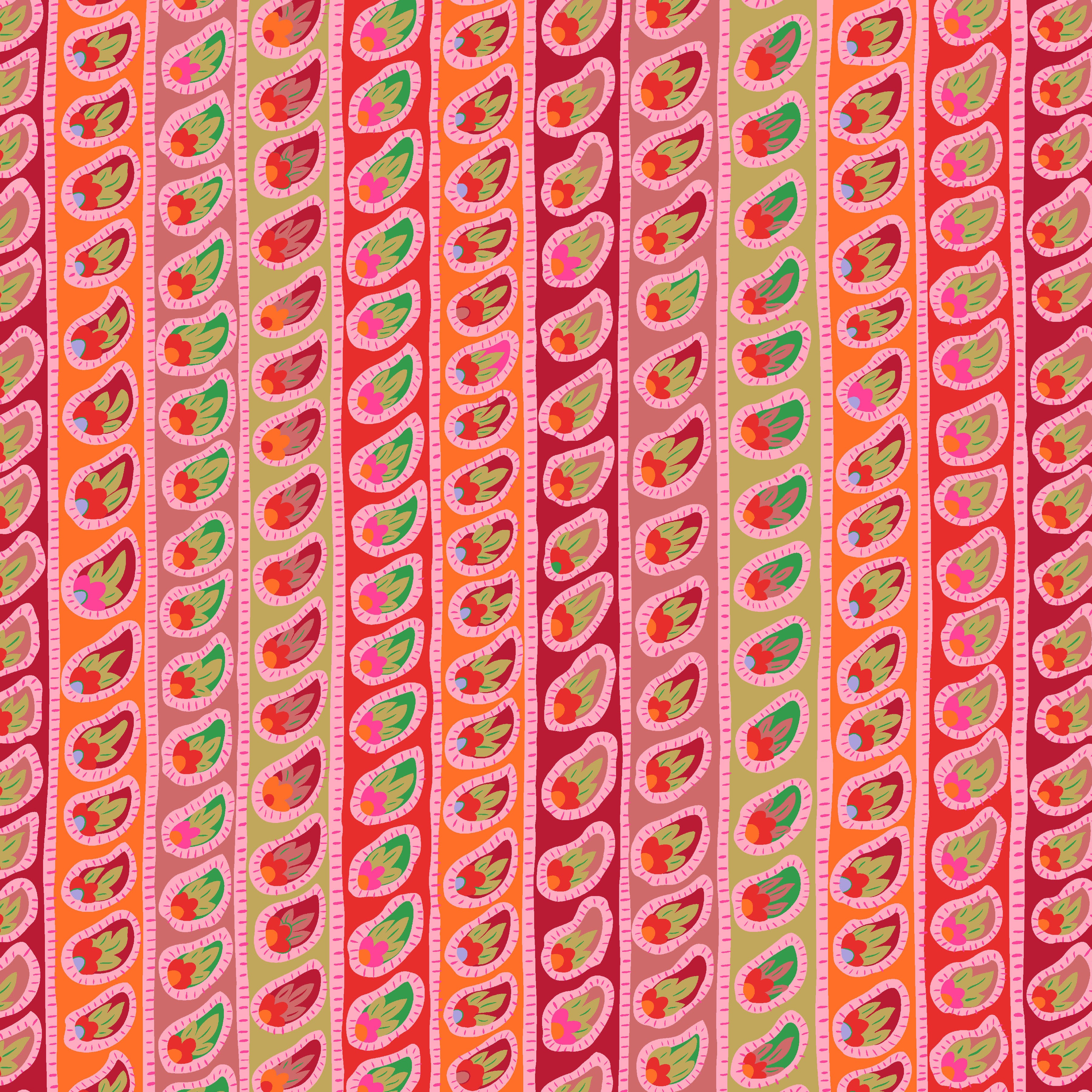 Kaffe: From the Archives | Paisley Stripe - Red by Kaffe Fassett Collective for FreeSpirit | PWGP032.RED