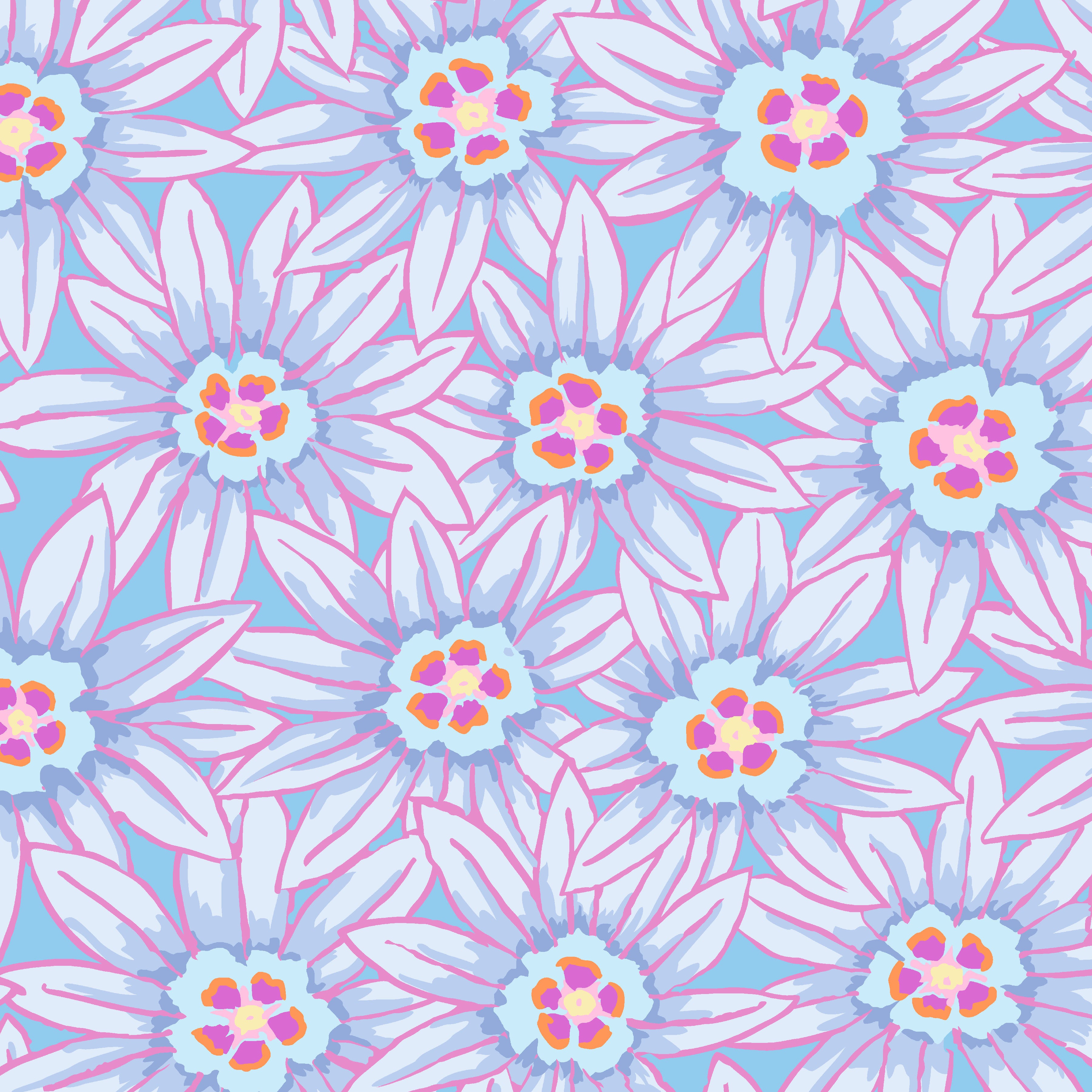 Kaffe: From the Archives | Potentilla - Blue by Kaffe Fassett Collective for FreeSpirit | PWGP064.BLUE