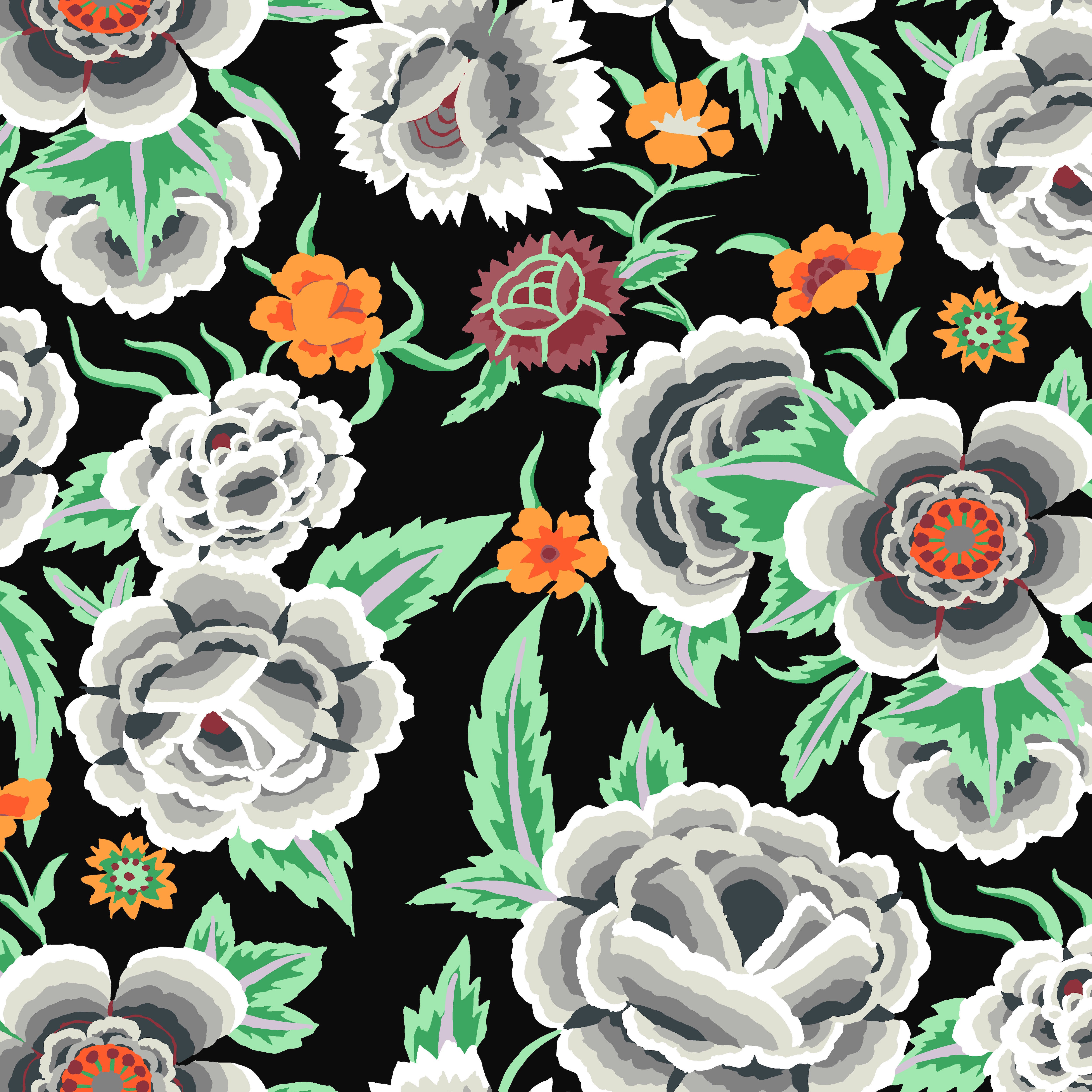 Stash | Embroidered Shawl - Black by Kaffe Fassett Collective for FreeSpirit | PWGP106.BLACK