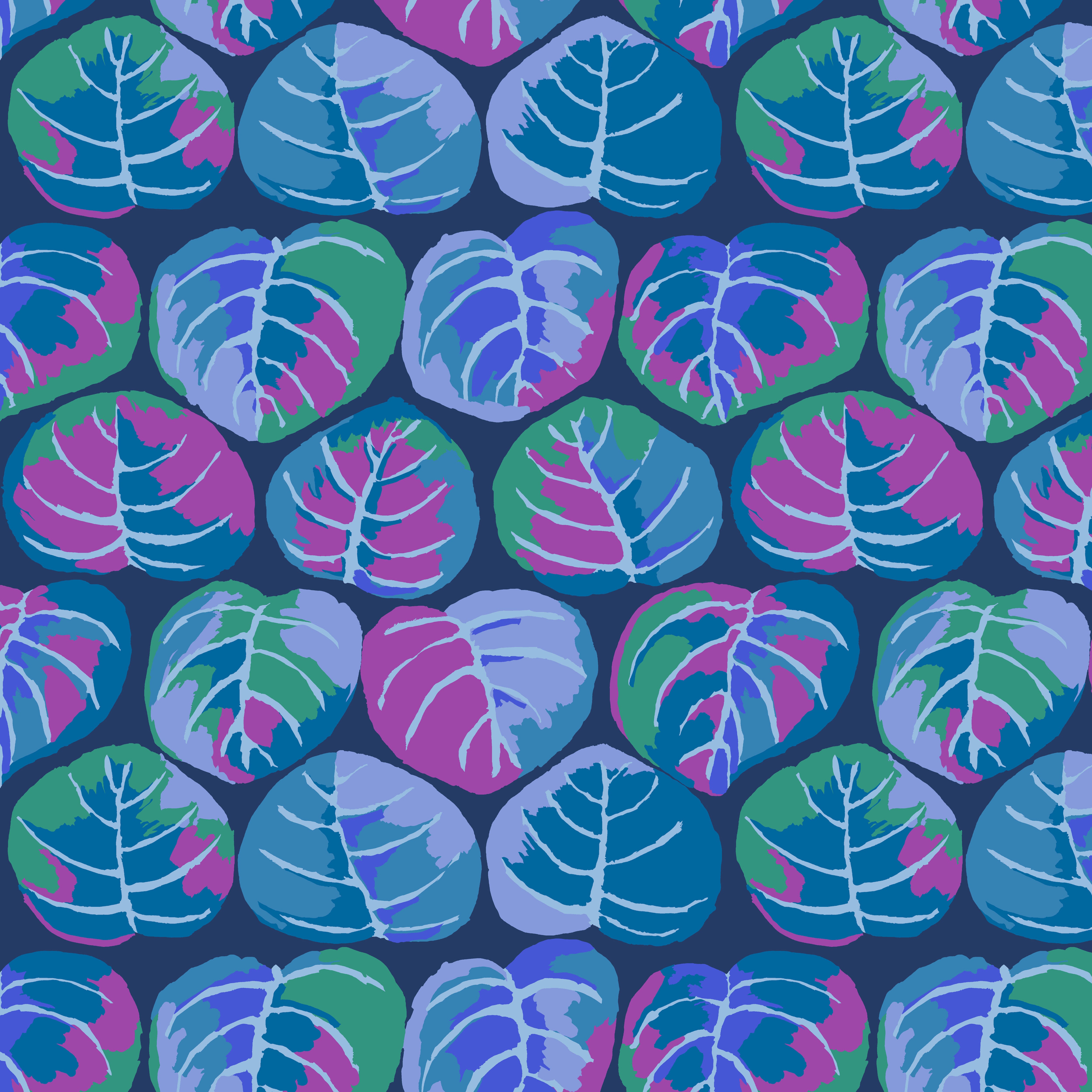 February 2025 | Palm Leaves - Blue by Kaffe Fassett Collective for Free Spirit | PWGP208.BLUE