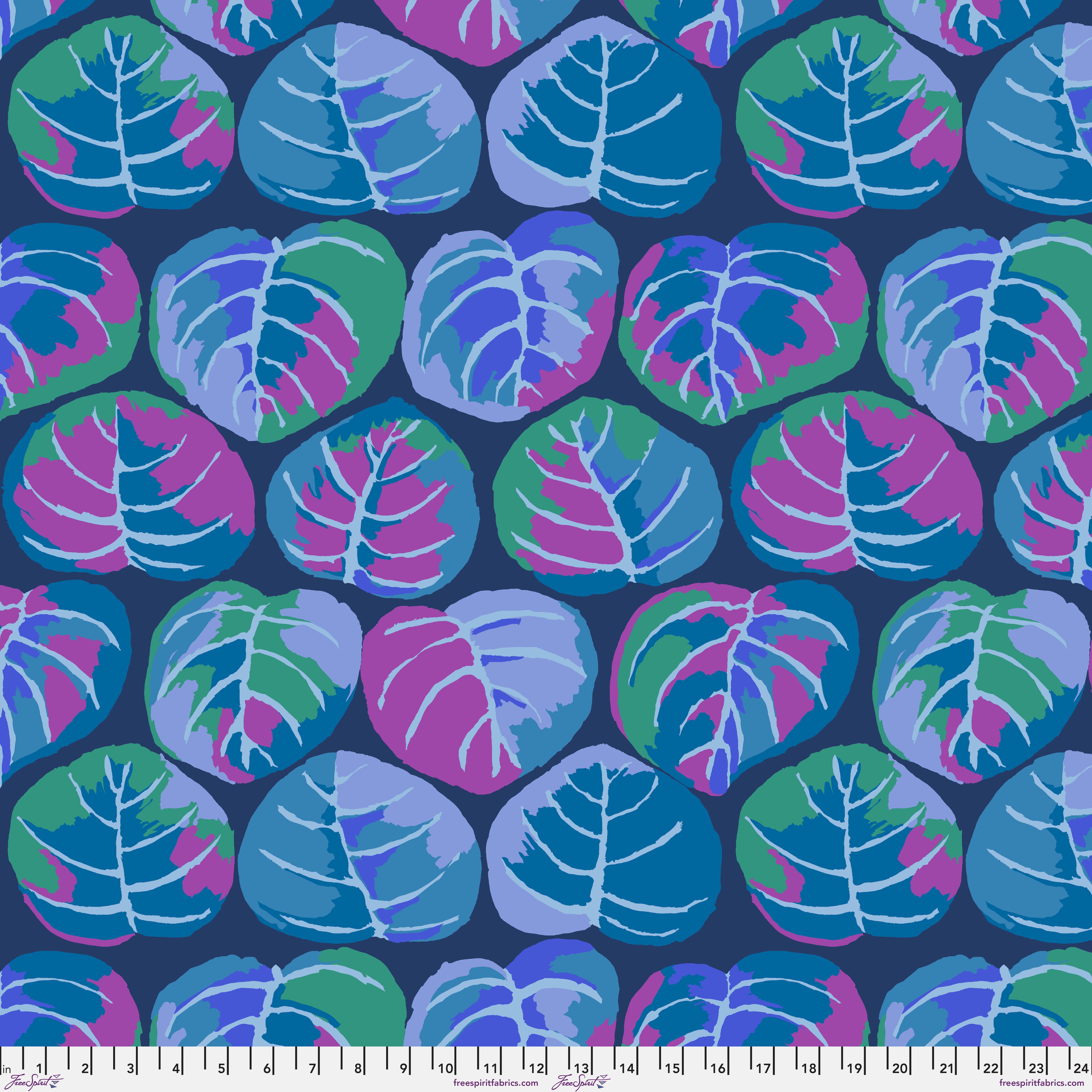 February 2025 | Palm Leaves - Blue by Kaffe Fassett Collective for Free Spirit | PWGP208.BLUE