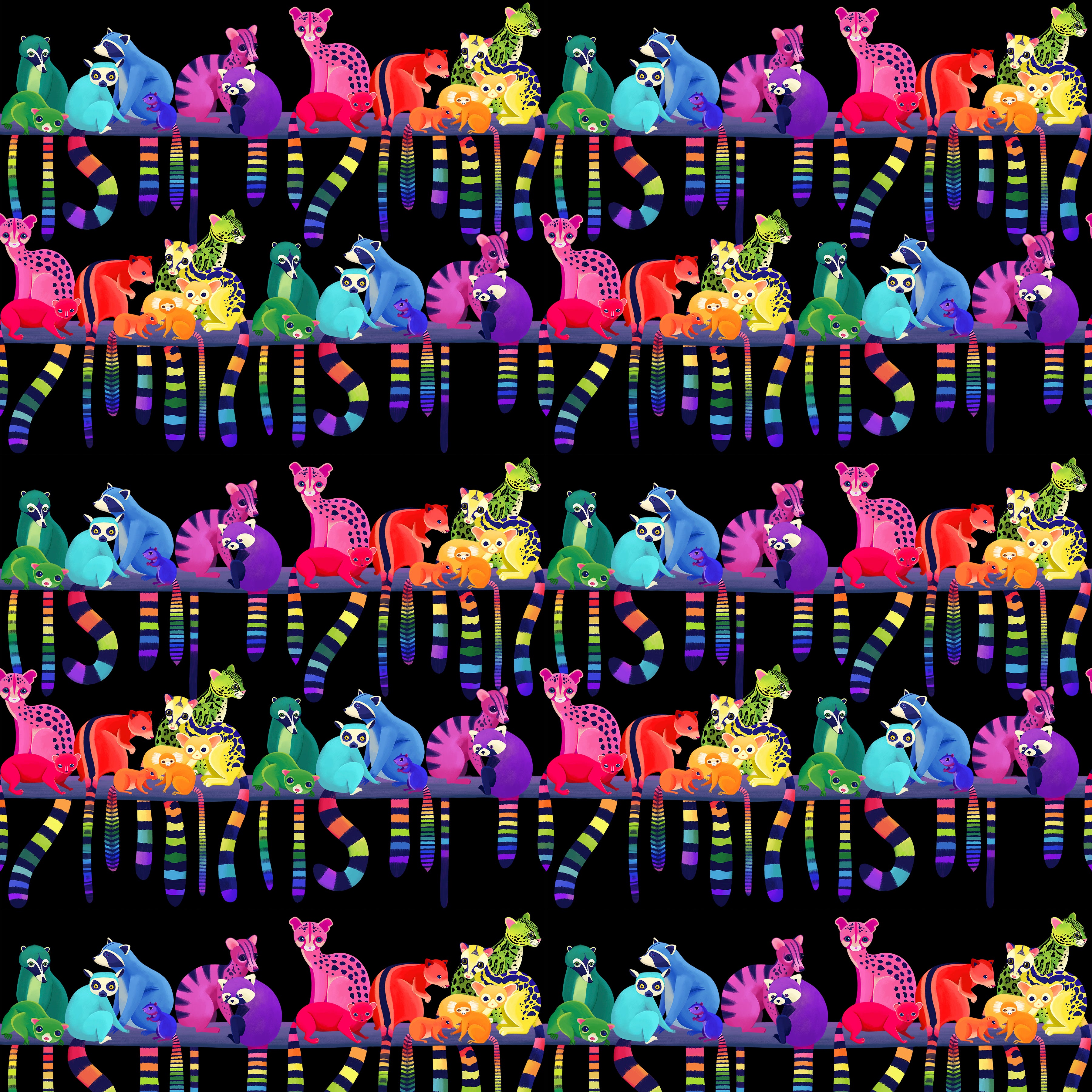 Love in the Wild | Ringtail Love Night - Black by Katy Tanis for FreeSpirit | PWKT039.XBLACK