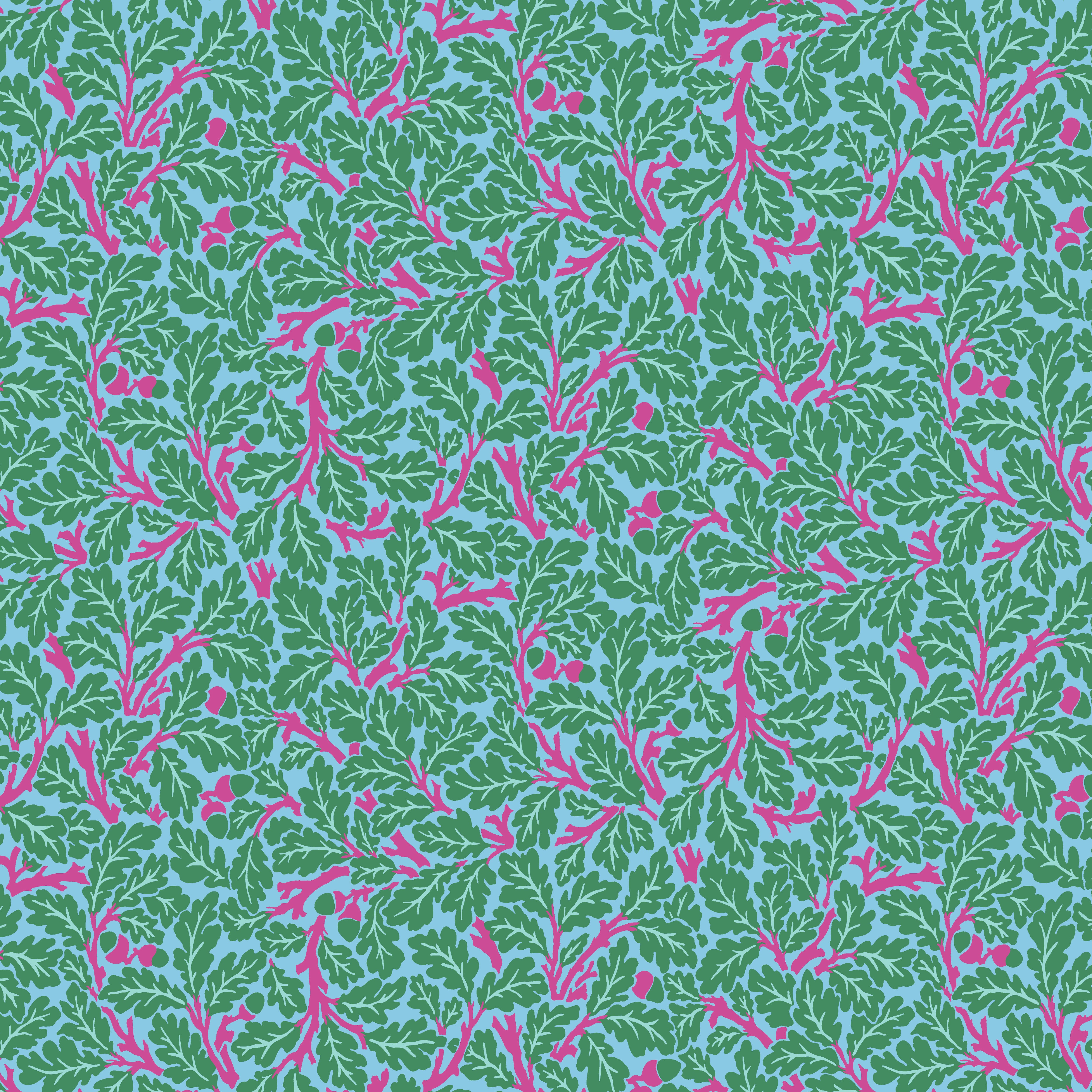 Kaffe Fassett x Morris & Co. | Oak - Turquoise by Free Spirit Fabrics | PWKW003.TURQUOISE