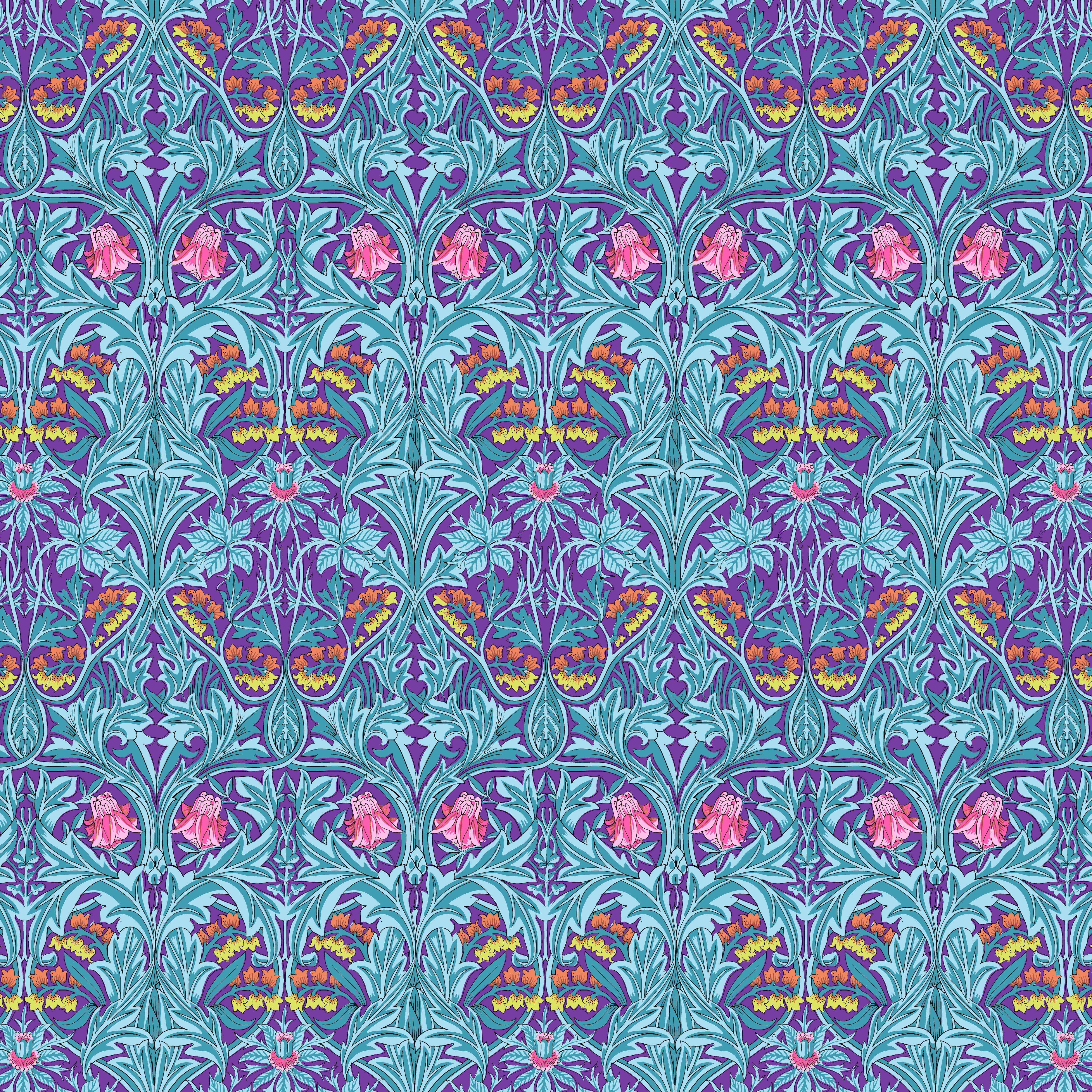 Kaffe Fassett x Morris & Co. | Bluebell - Purple by Free Spirit Fabrics | PWKW004.PURPLE