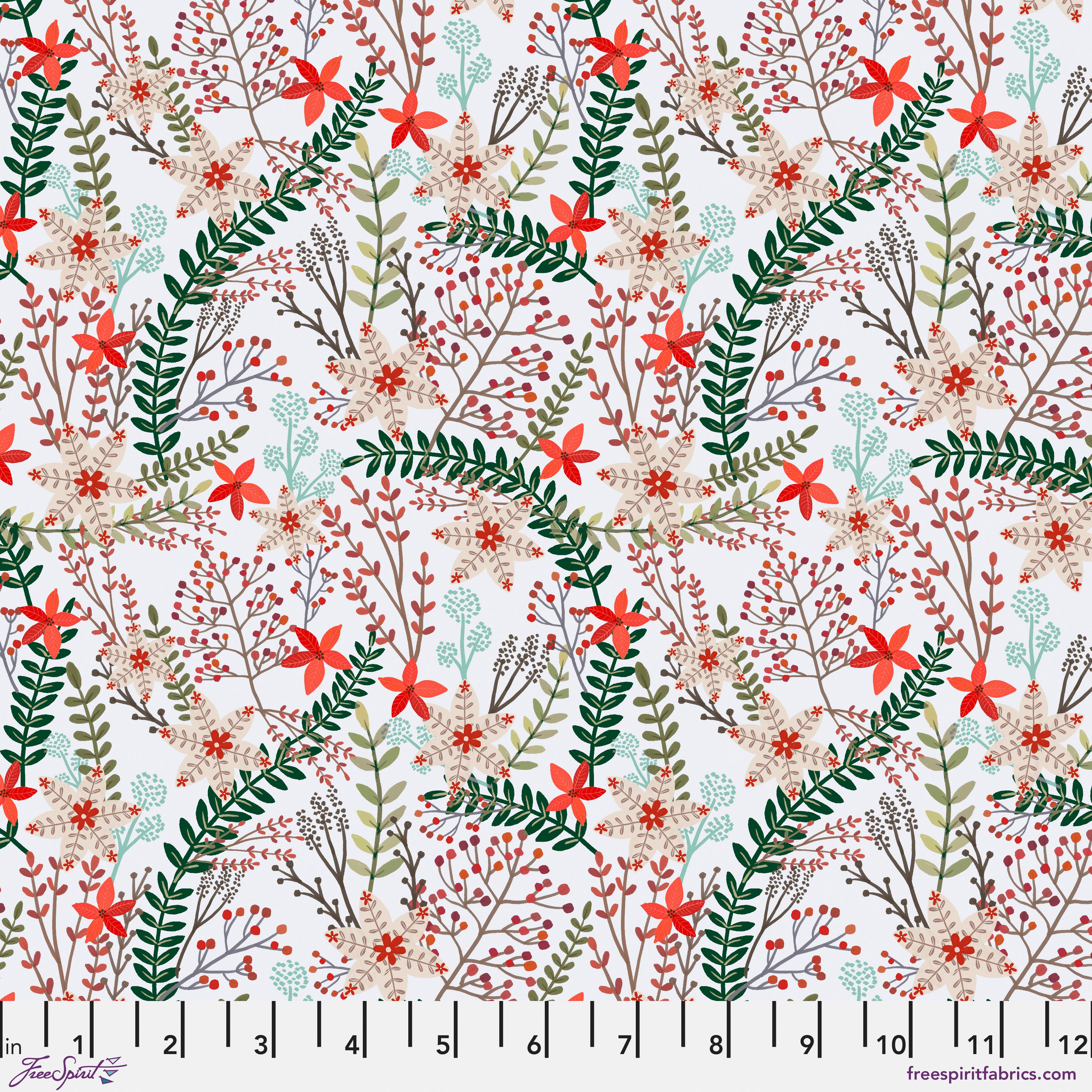 Christmas Cabin | Merry Berries - White by Mia Charro for FreeSpirit | PWMC090.XWHITE