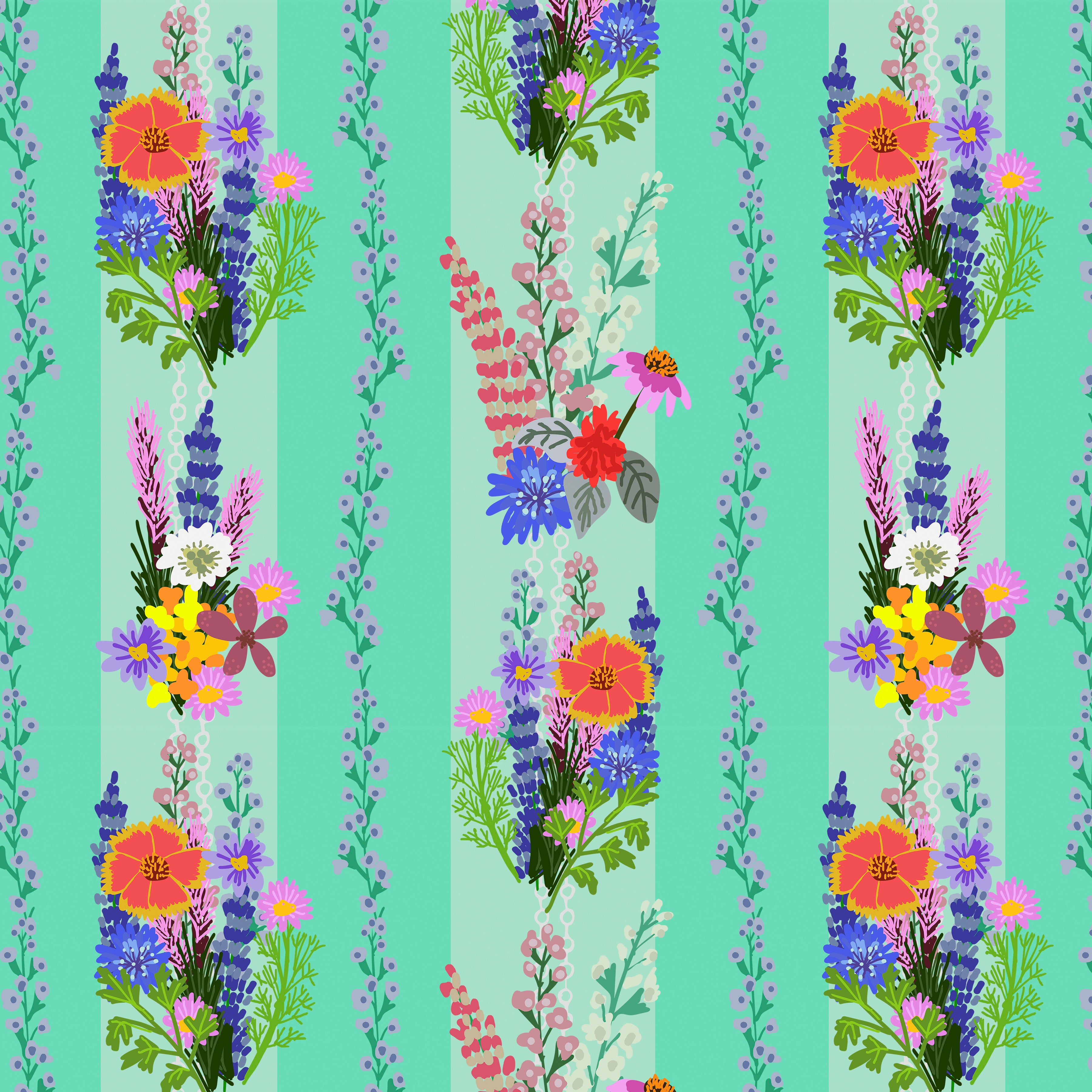 Floral Fiesta | Floral Fusion - Fiesta by Mia Charro for FreeSpirit | PWMC101.XAQUA