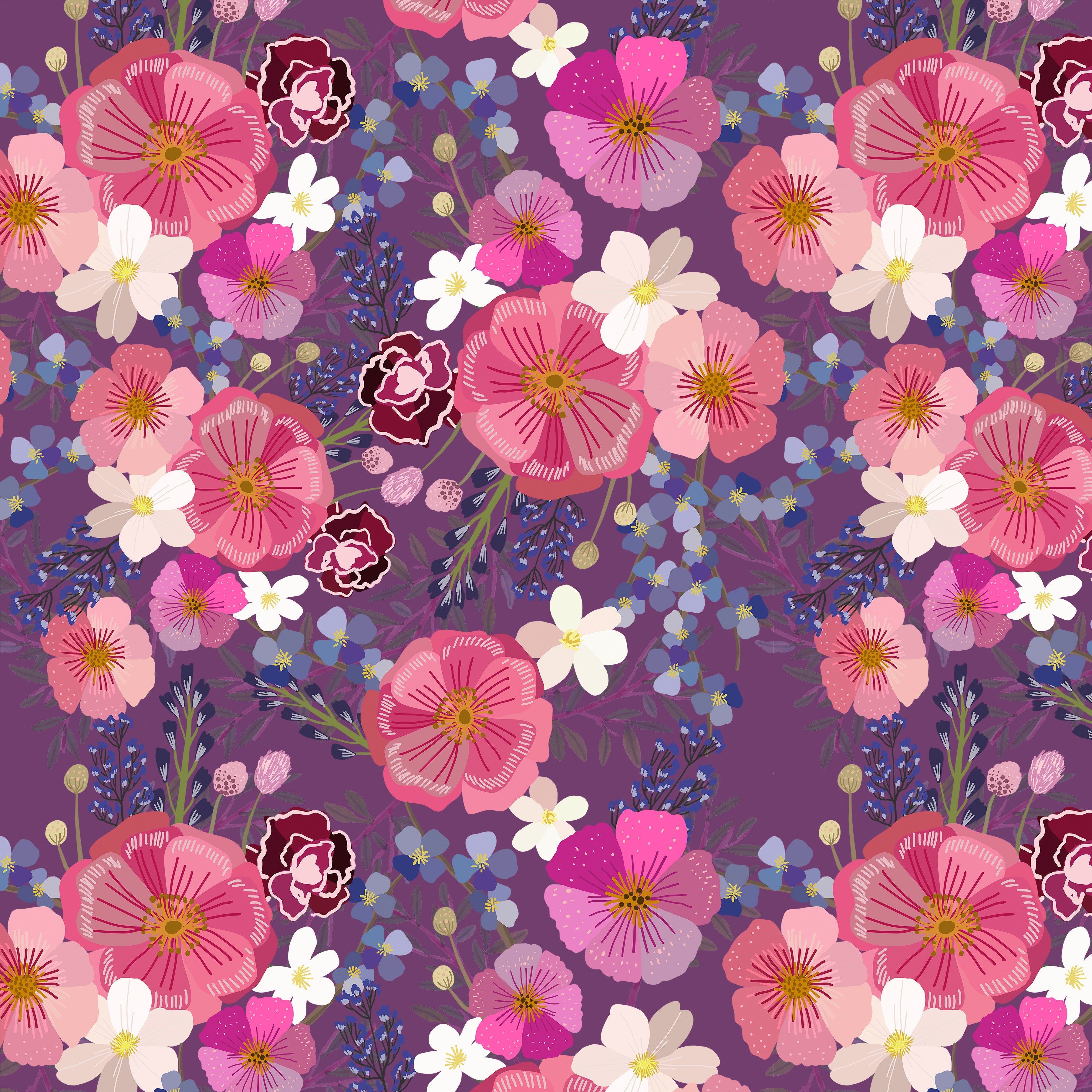 Floral Fiesta | Petal Parade - Purple by Mia Charro for FreeSpirit | PWMC104.XPURPLE