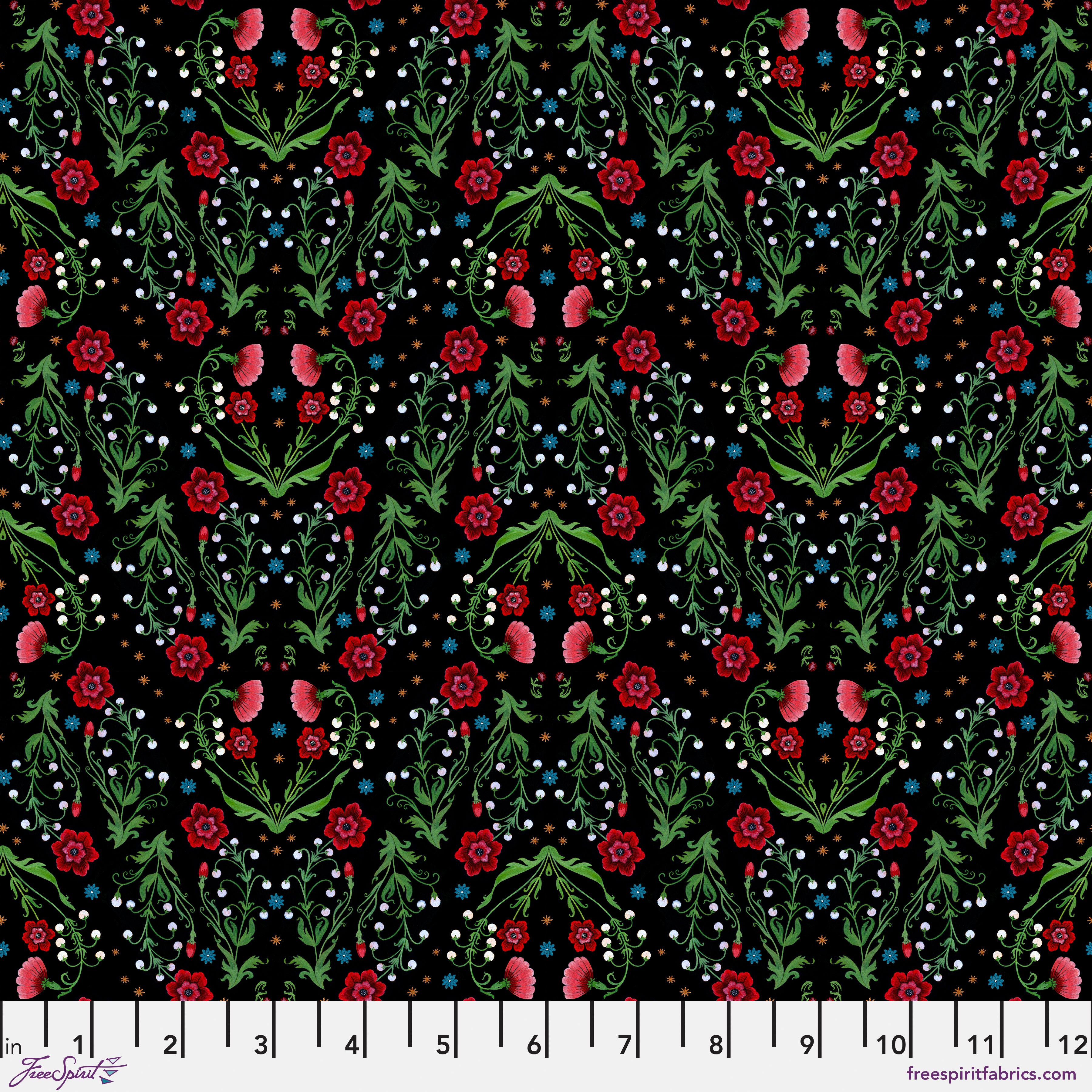 Nocturnal Creatures | Victorian Garden - Black by Maria Matos for FreeSpirit Fabrics | PWMM006.BLACK