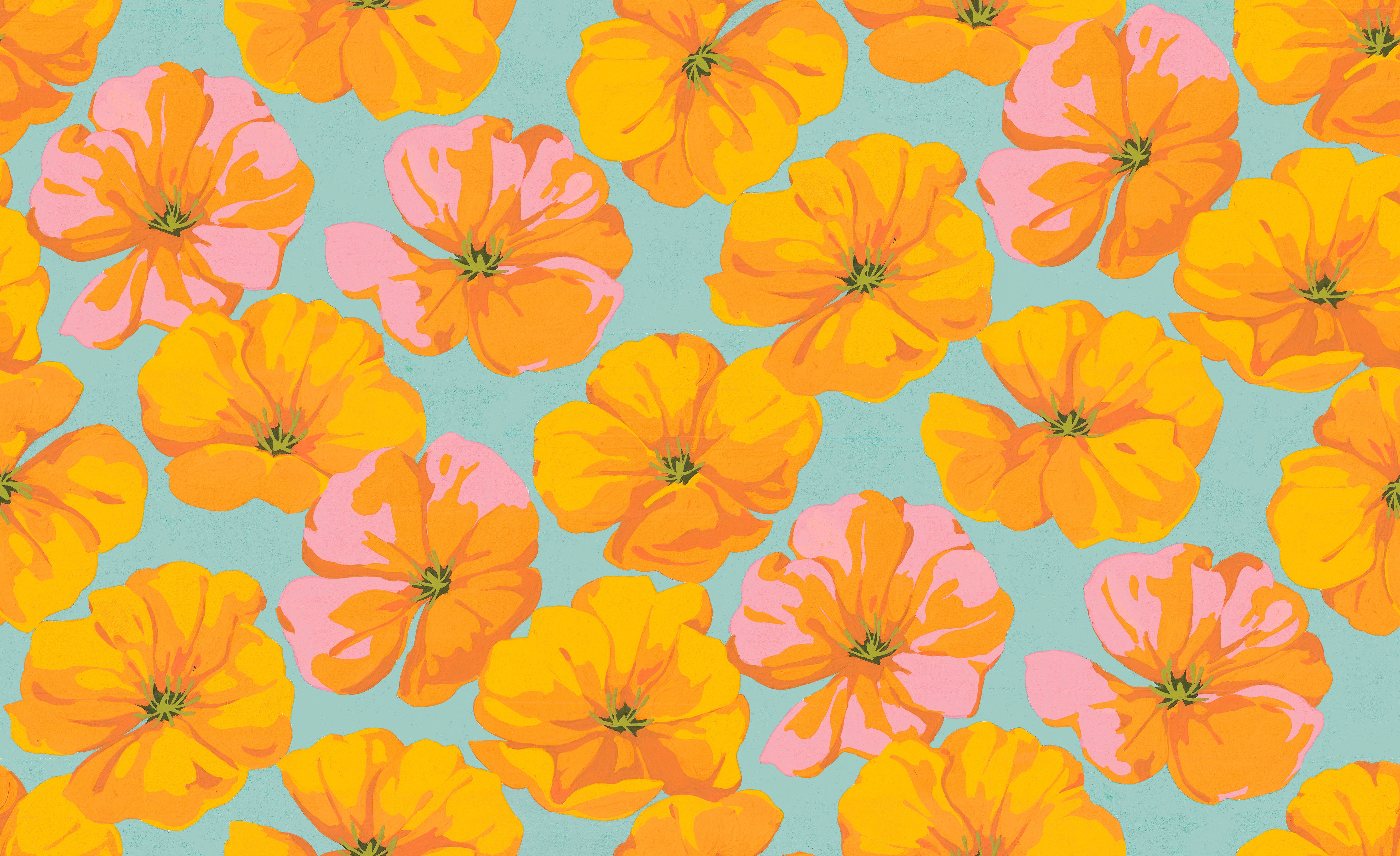 Nation of Flowers | California Poppy - Orange by Martha Negley for Free Spirit | PWMN047.ORANGE