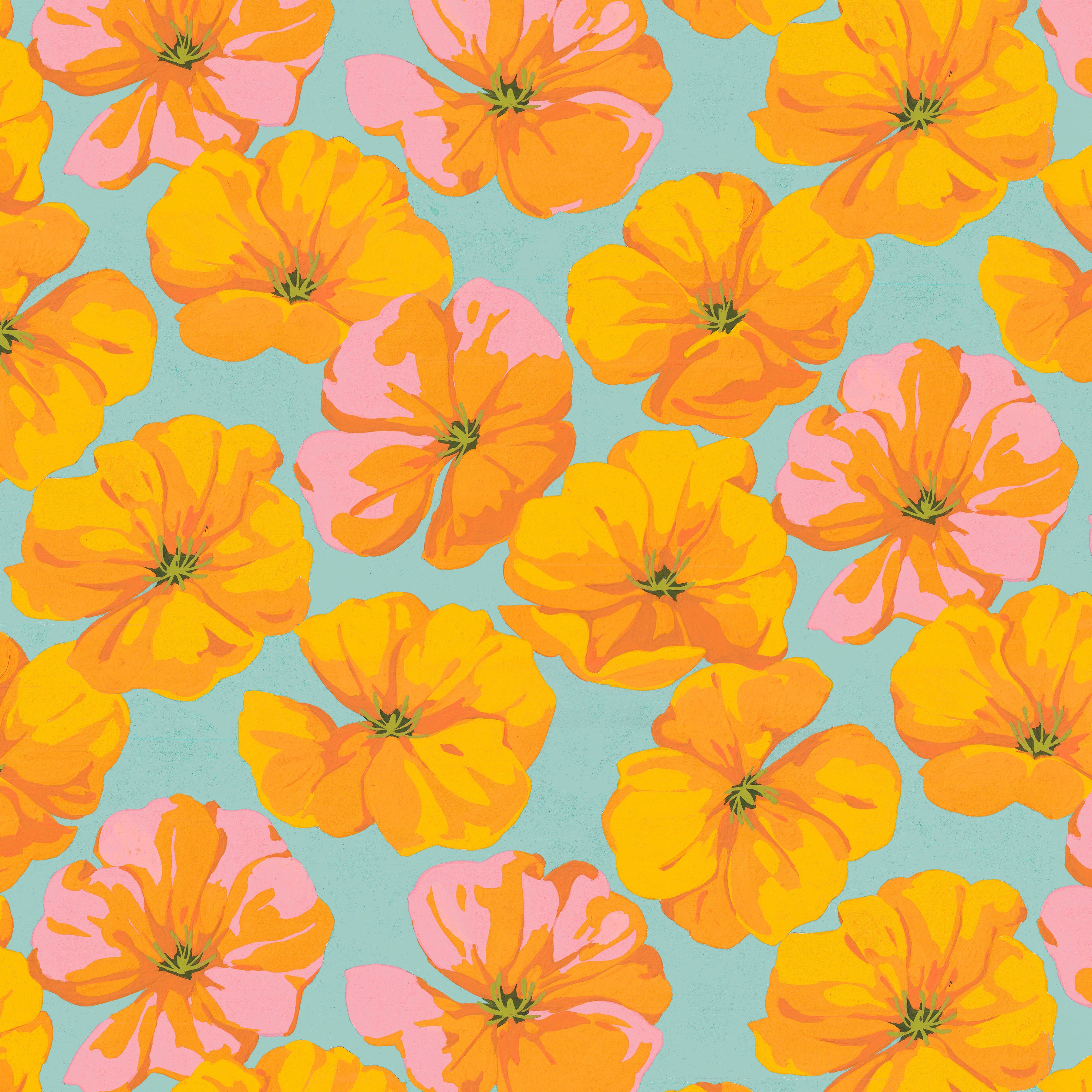 Nation of Flowers | California Poppy - Orange by Martha Negley for Free Spirit | PWMN047.ORANGE