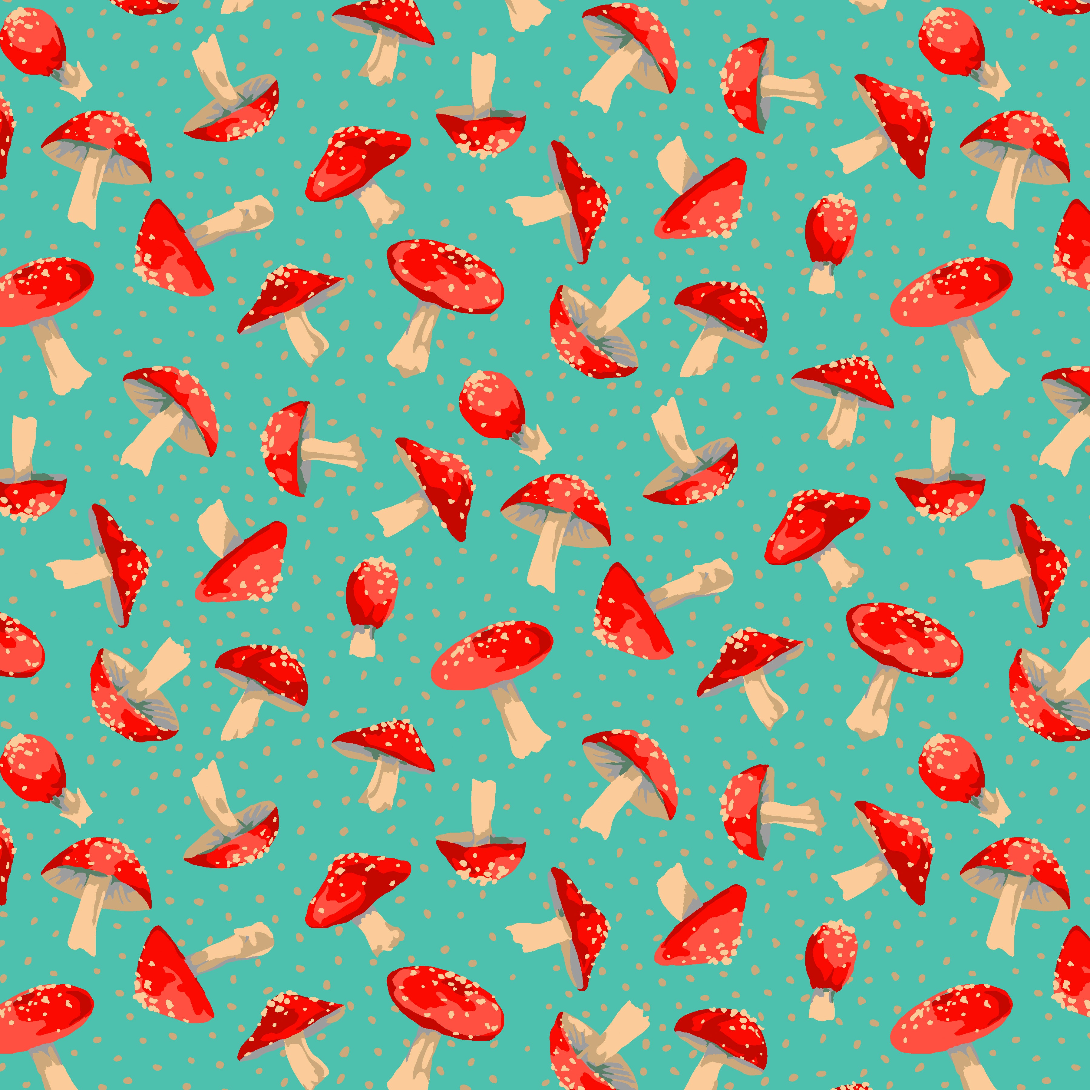 Forage | Small Toadstool - Aqua by Martha Negley for FreeSpirit | PWMN069.AQUA