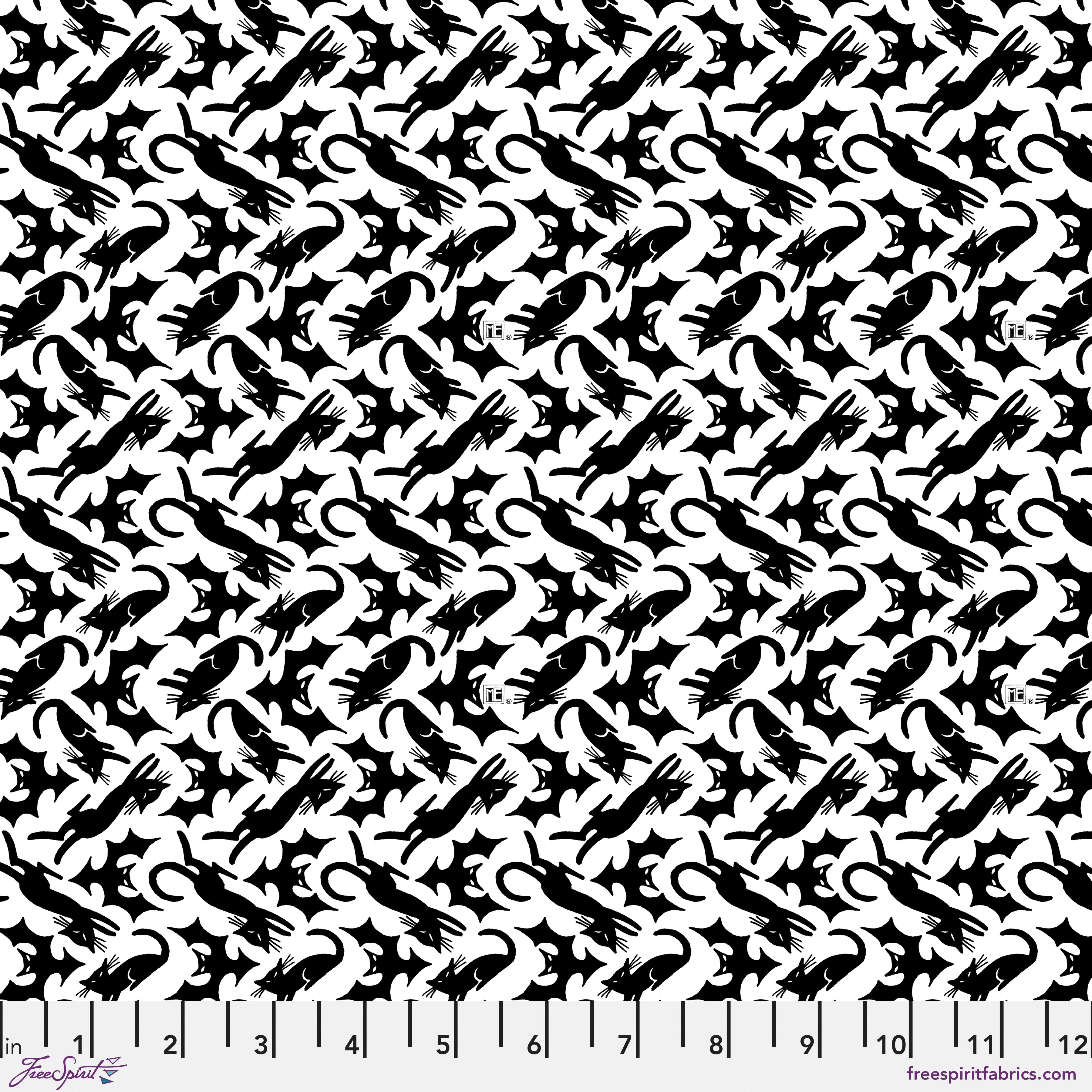 Spooky Cute Halloween | Cat Scatter - White by Mary Engelbreit for FreeSpirit | PWMY001.WHITE