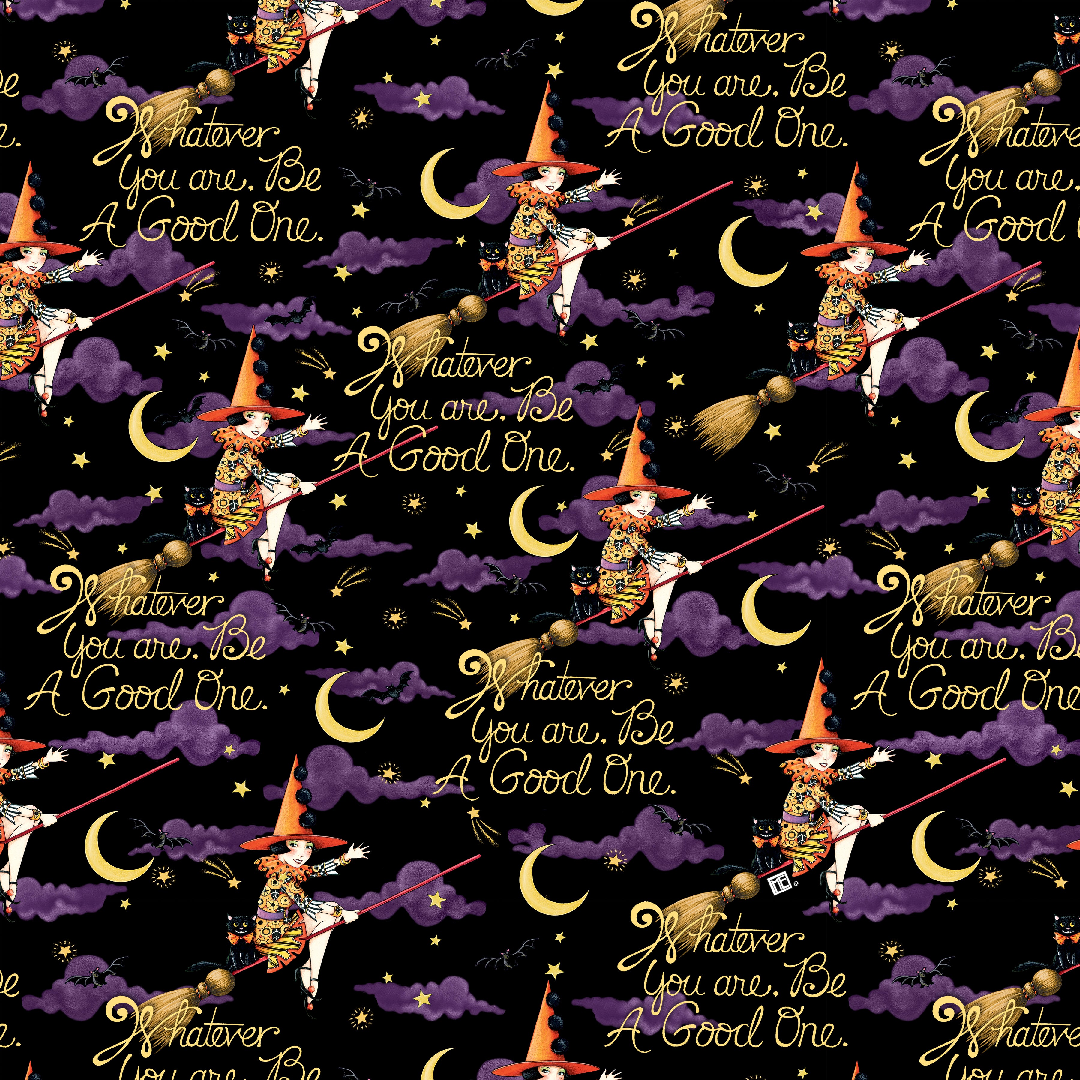 Spooky Cute Halloween | Be a Good One - Black by Mary Engelbreit for FreeSpirit | PWMY002.BLACK