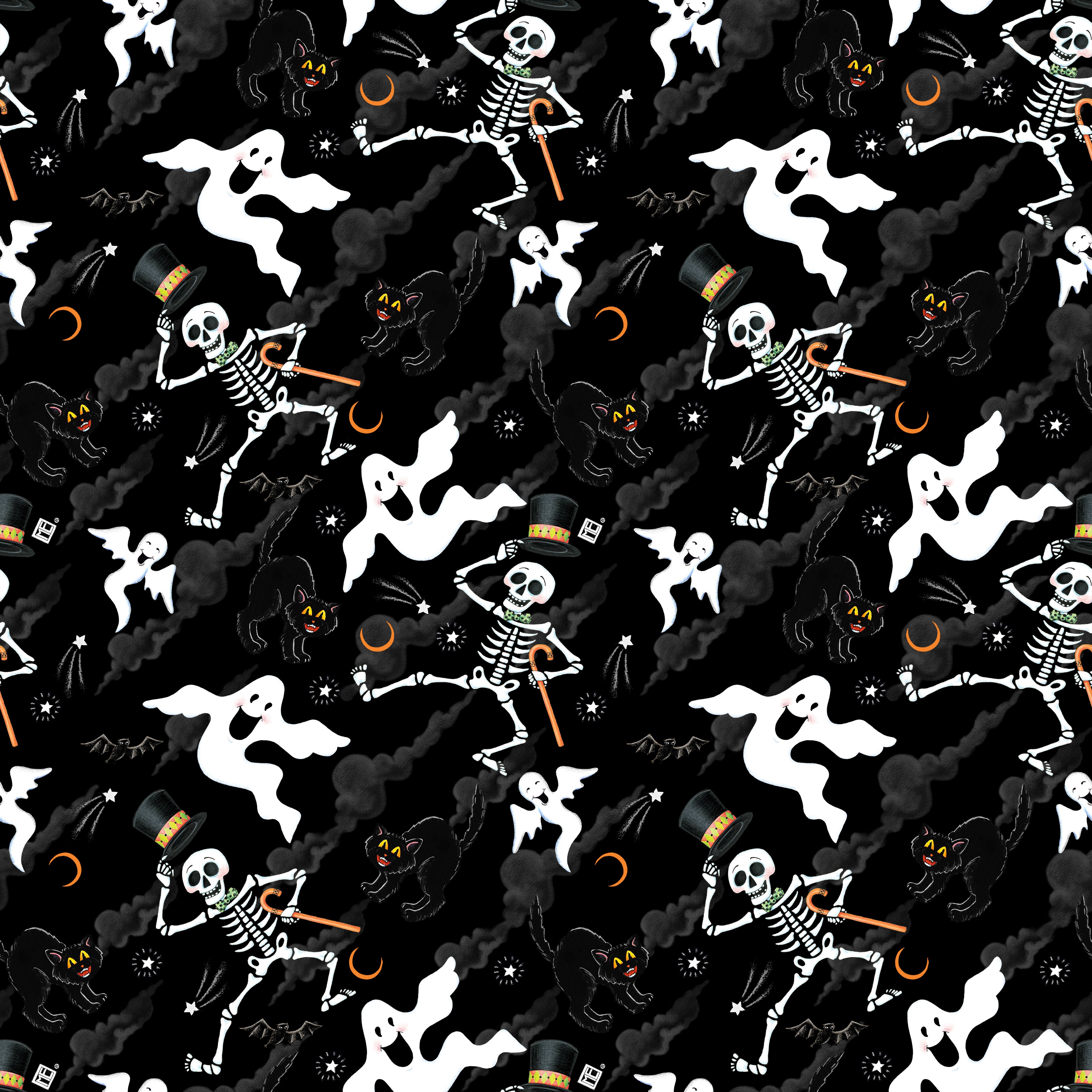 Spooky Cute Halloween | Scary Sky - Black by Mary Engelbreit for FreeSpirit | PWMY003.BLACK