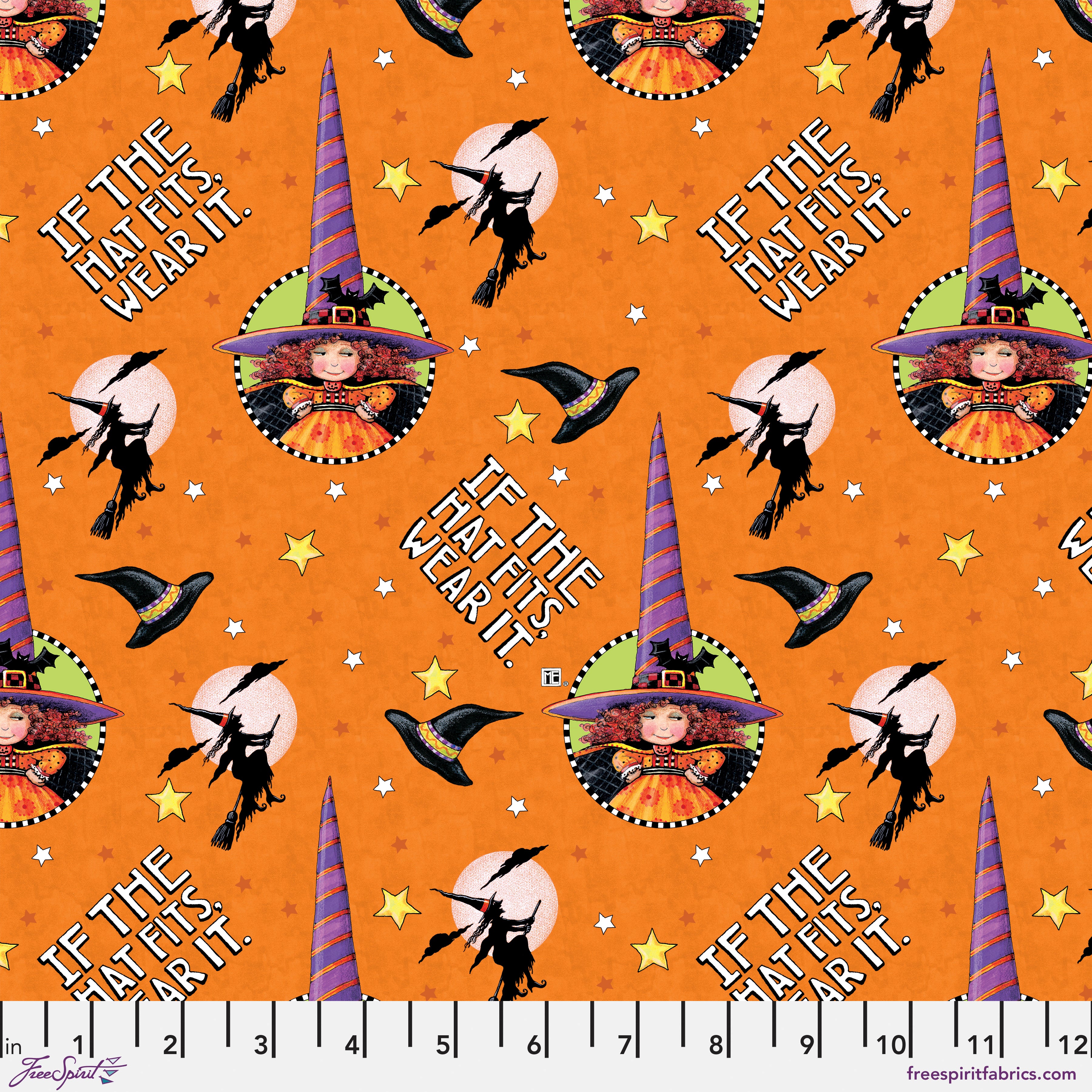 Spooky Cute Halloween | The Hat Fits - Orange by Mary Engelbreit for FreeSpirit | PWMY007.ORANGE
