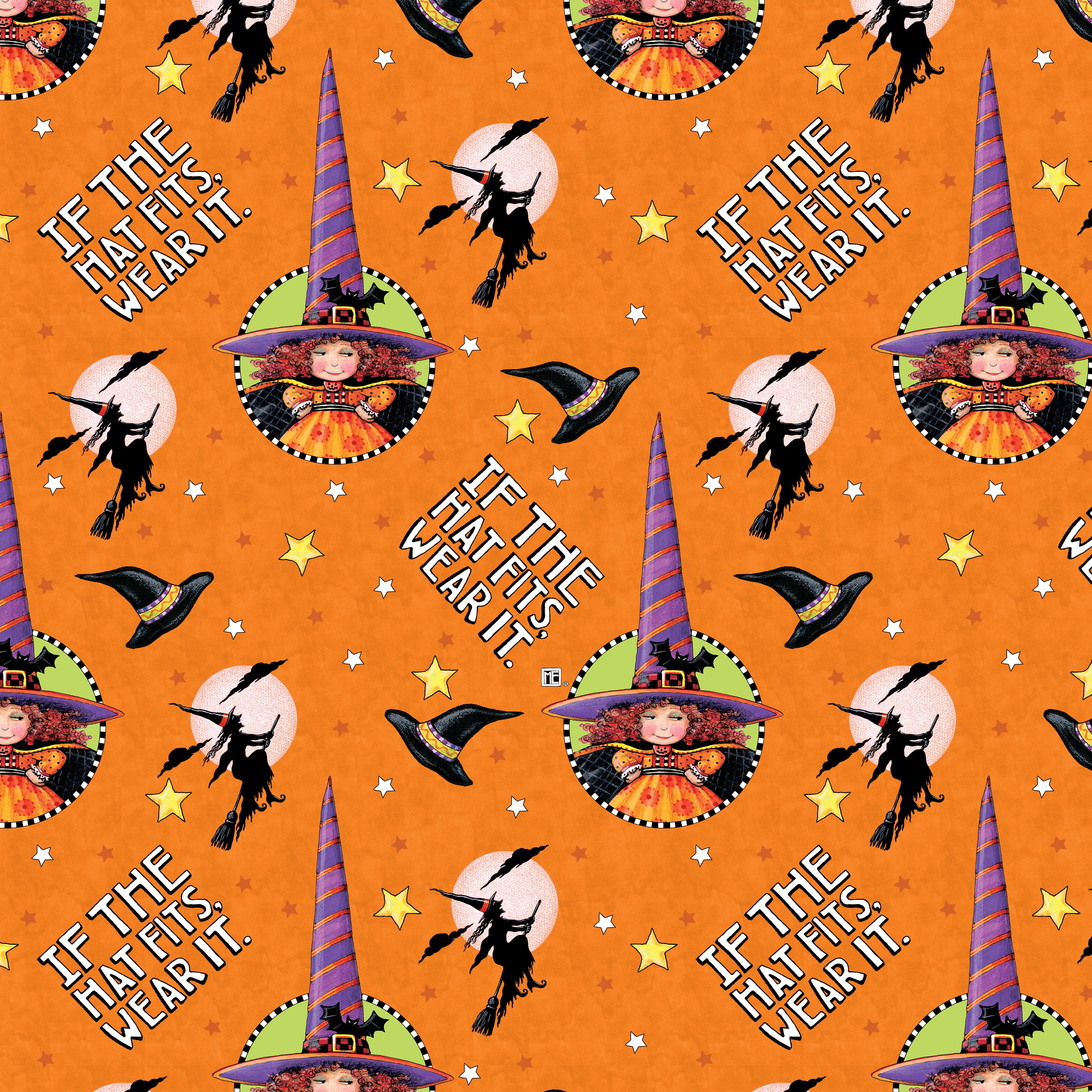 Spooky Cute Halloween | The Hat Fits - Orange by Mary Engelbreit for FreeSpirit | PWMY007.ORANGE