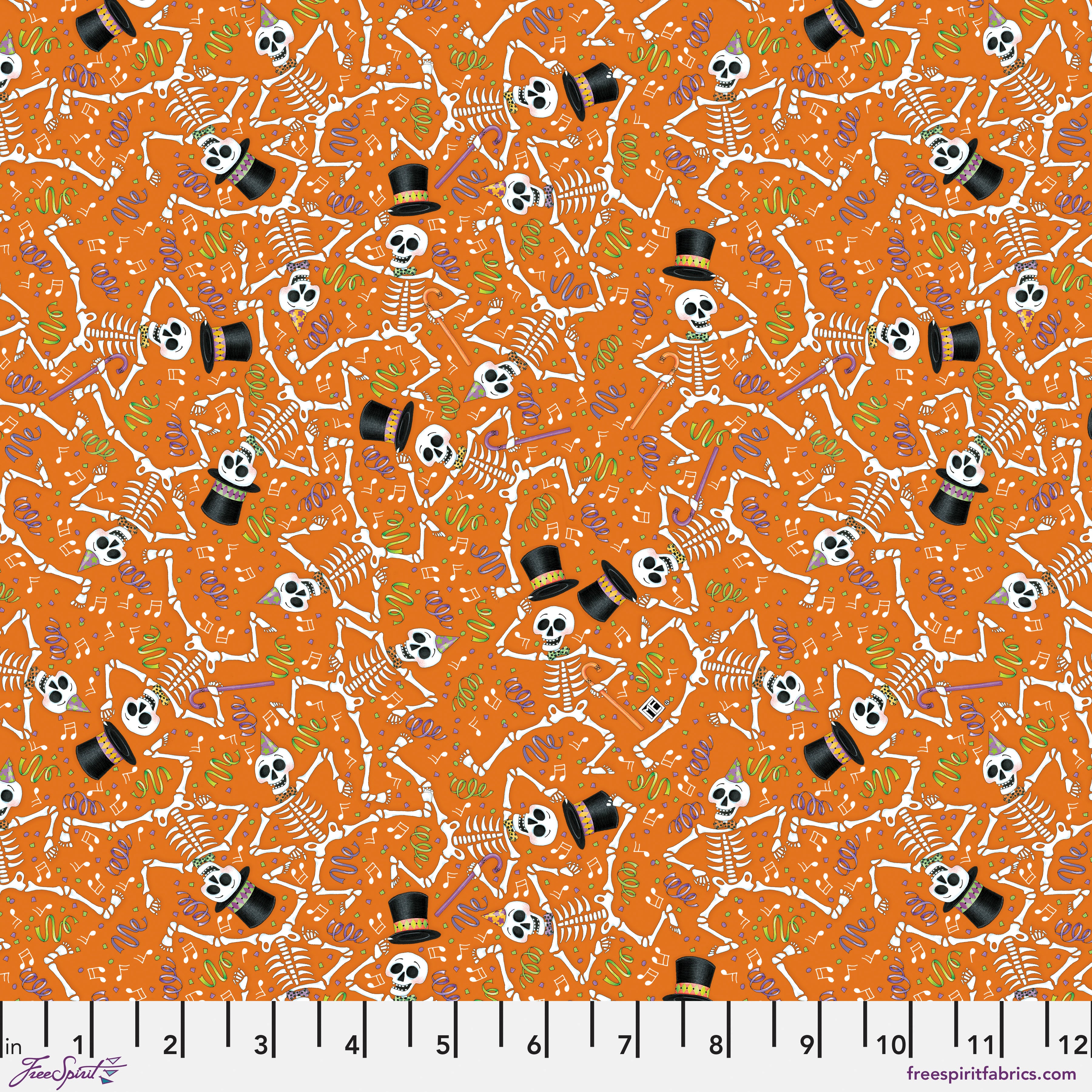 Spooky Cute Halloween | Dancing Skeletons - Orange by Mary Engelbreit for FreeSpirit | PWMY008.ORANGE