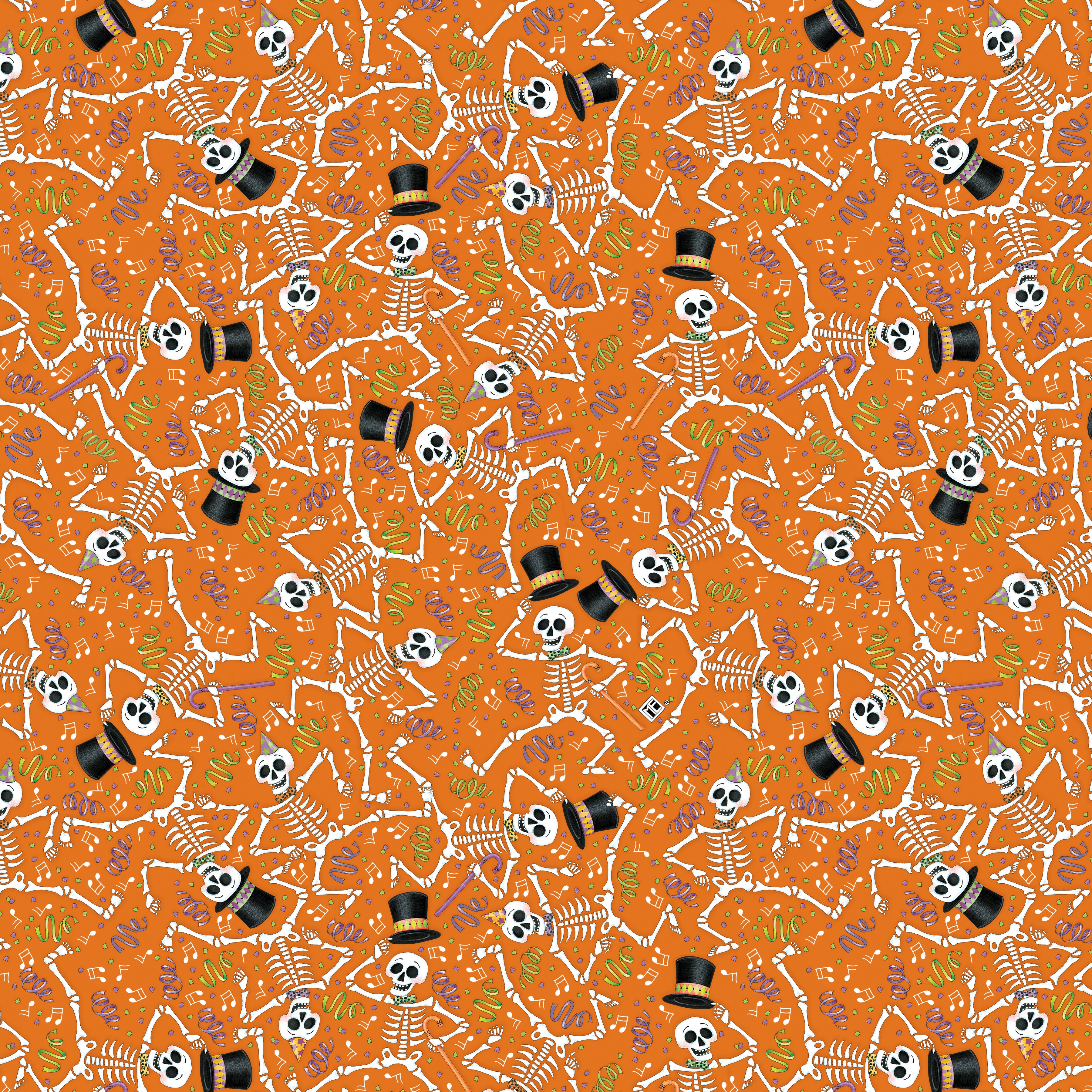 Spooky Cute Halloween | Dancing Skeletons - Orange by Mary Engelbreit for FreeSpirit | PWMY008.ORANGE