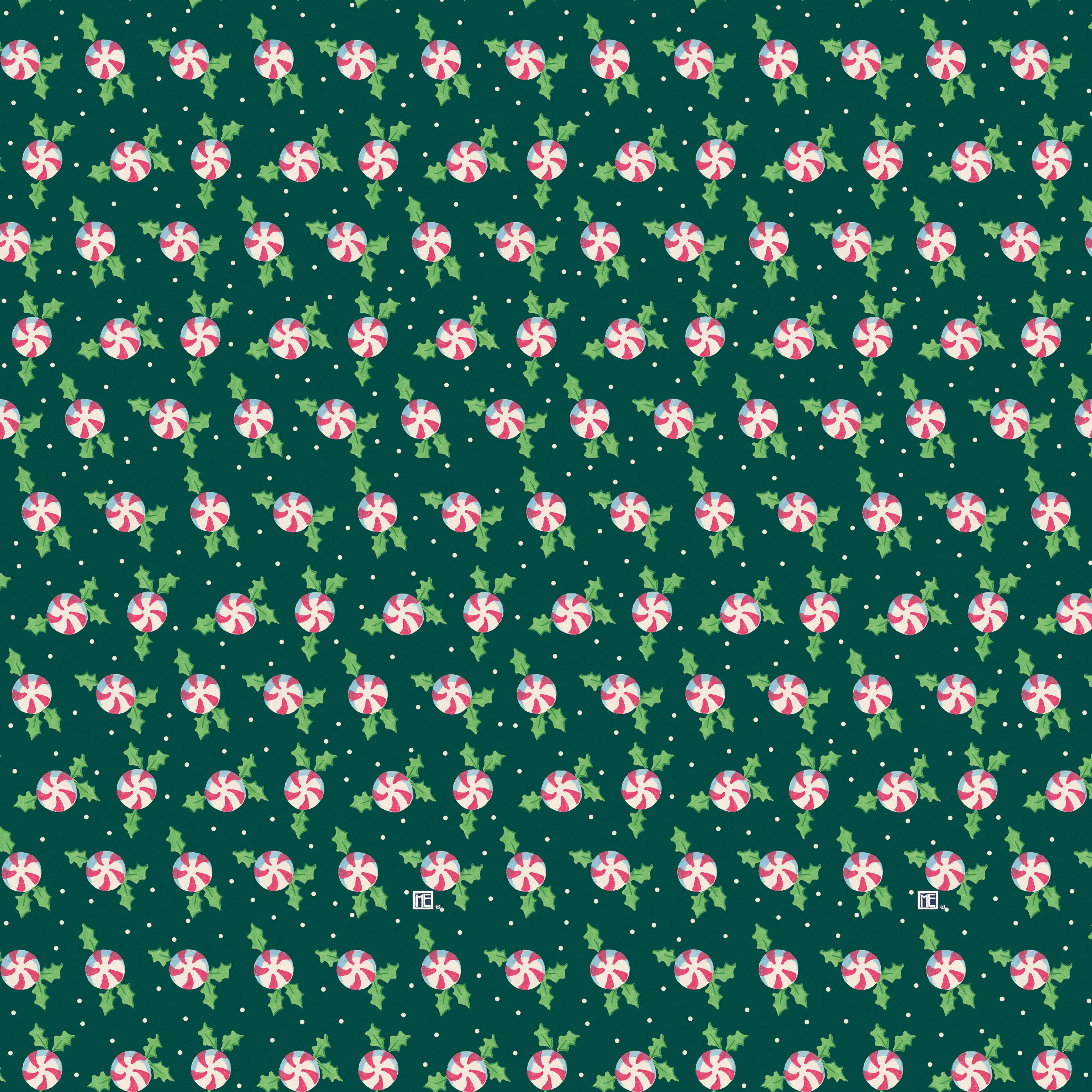 So Much Joy! | Holly Peppermints - Green by Mary Engelbreit for FreeSpirit | PWMY016.GREEN