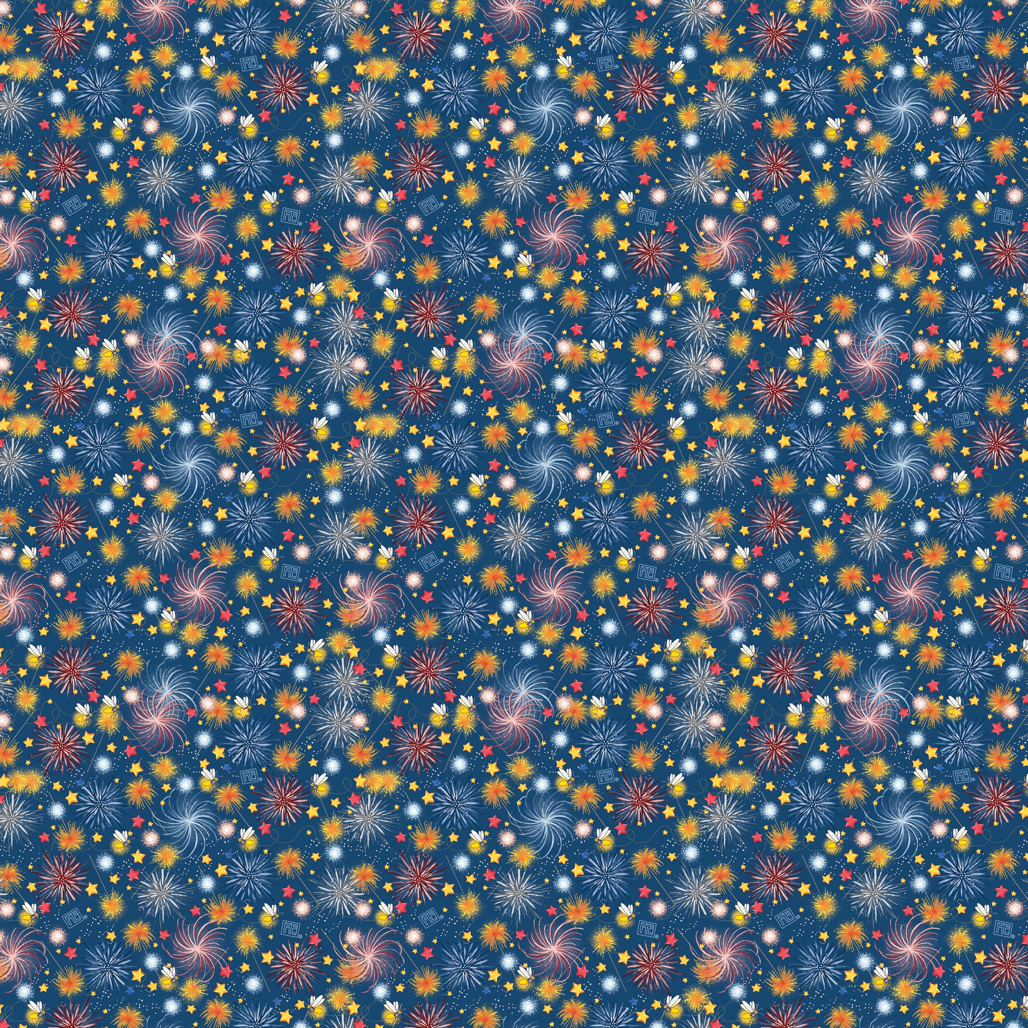 Happy Birthday, America | America's Birthday Fireworks - Navy by Mary Engelbreit for FreeSpirit | PWMY028-NAVY