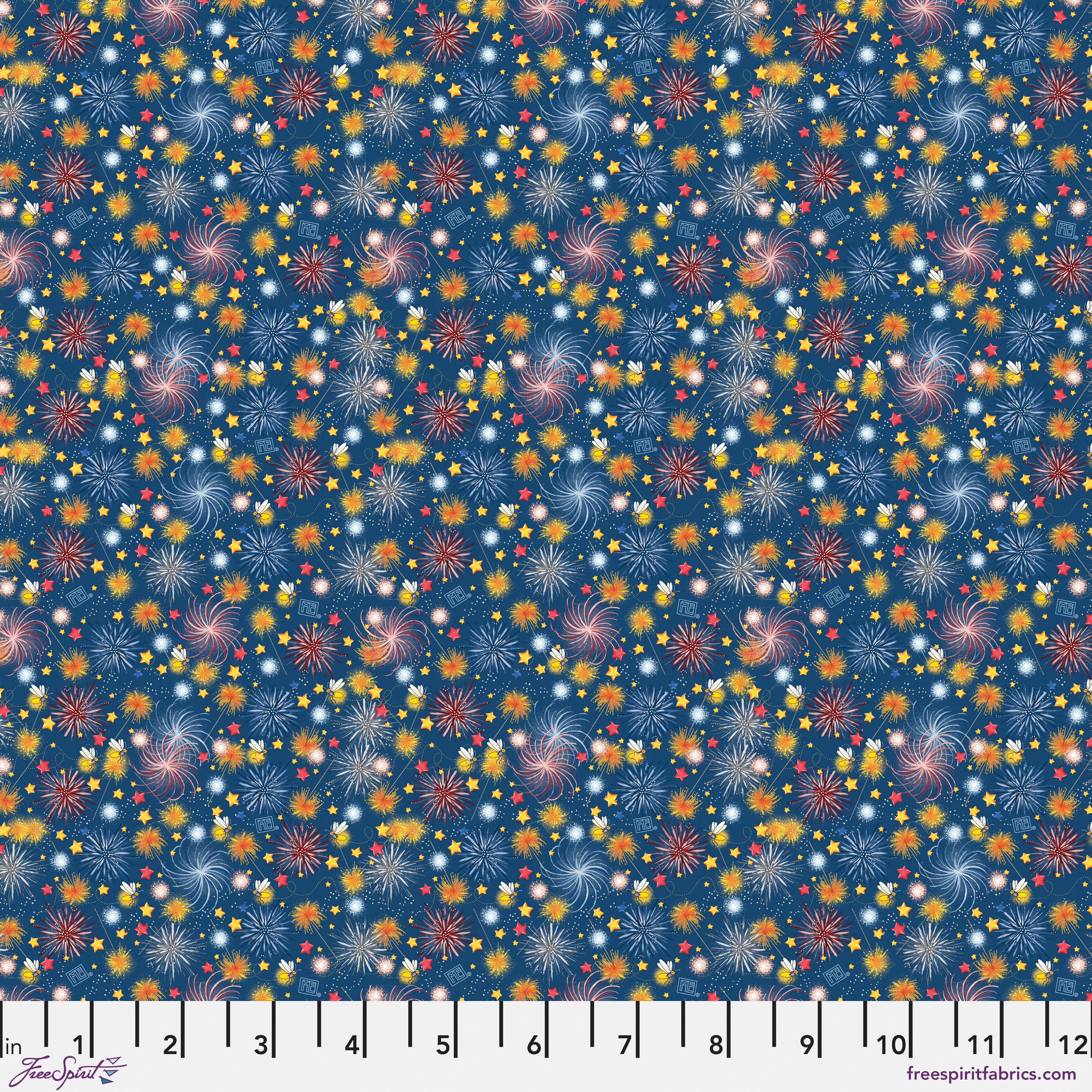 Happy Birthday, America | America's Birthday Fireworks - Navy by Mary Engelbreit for FreeSpirit | PWMY028-NAVY