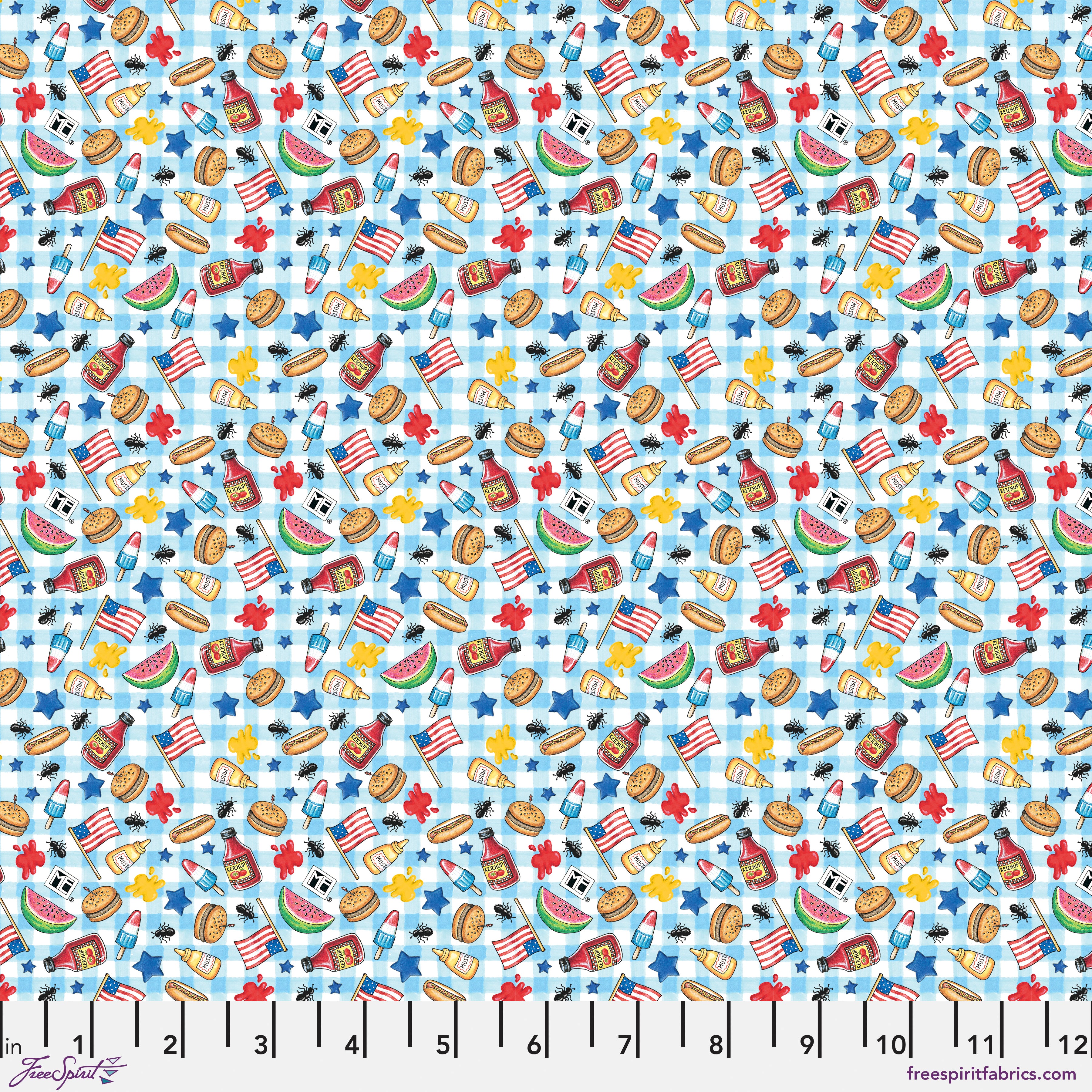 Happy Birthday, America | America's Birthday Cookout - Blue by Mary Engelbreit for FreeSpirit | PWMY030-BLUE