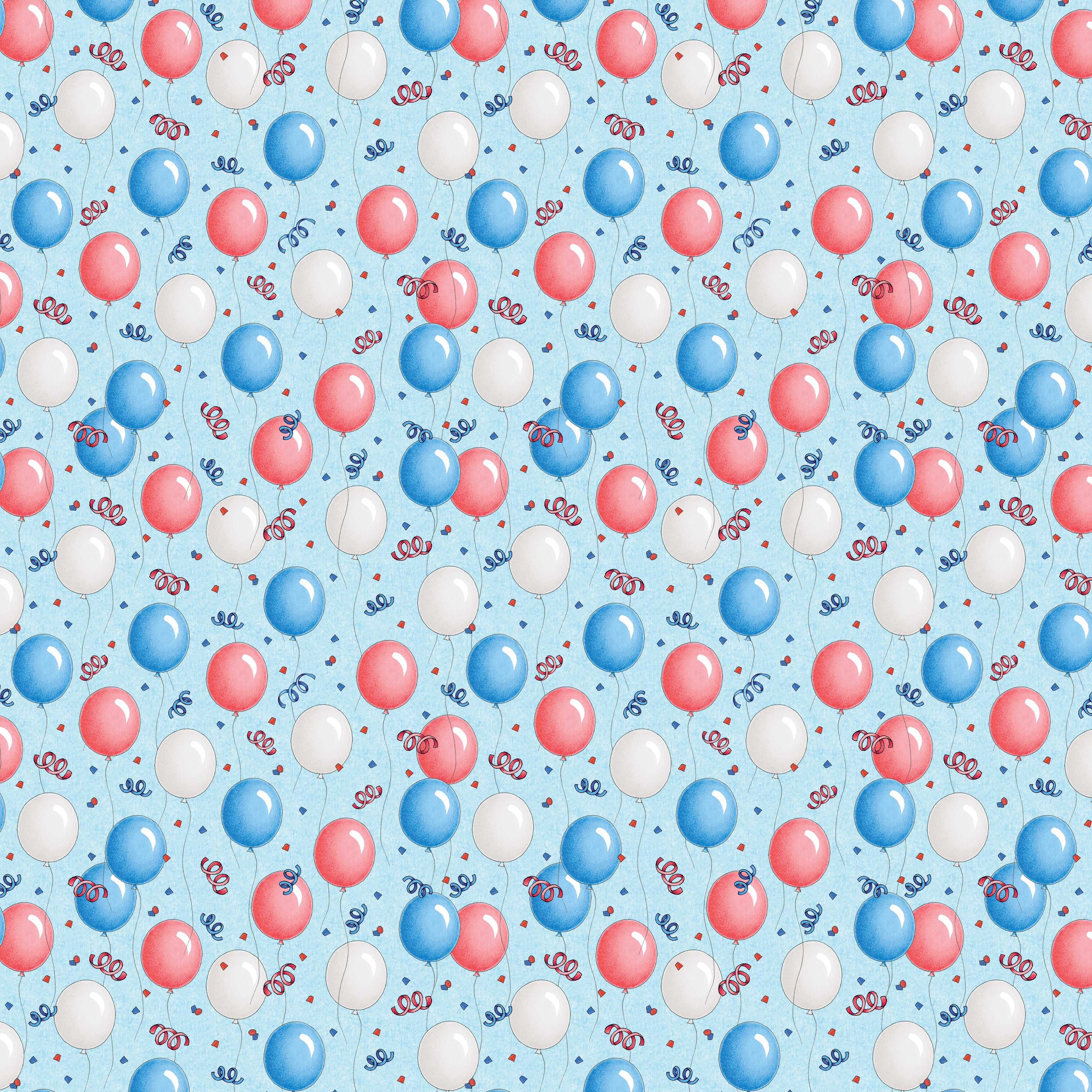 Happy Birthday, America | America's Birthday Balloons - Blue by Mary Engelbreit for FreeSpirit | PWMY031-BLUE