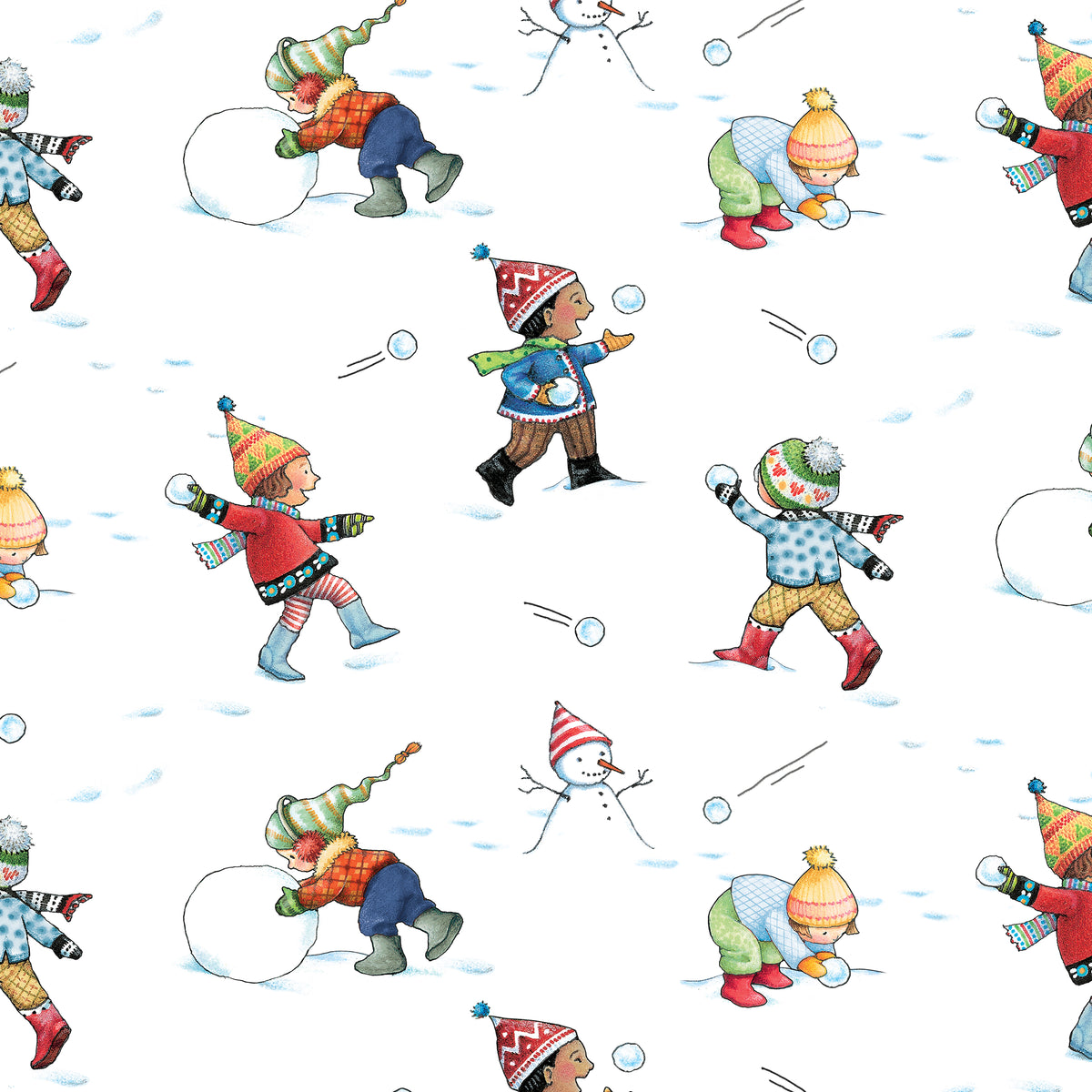 Snow Day | Snowball Fight - White by Mary Engelbreit for FreeSpirit | PWMY034.WHITE