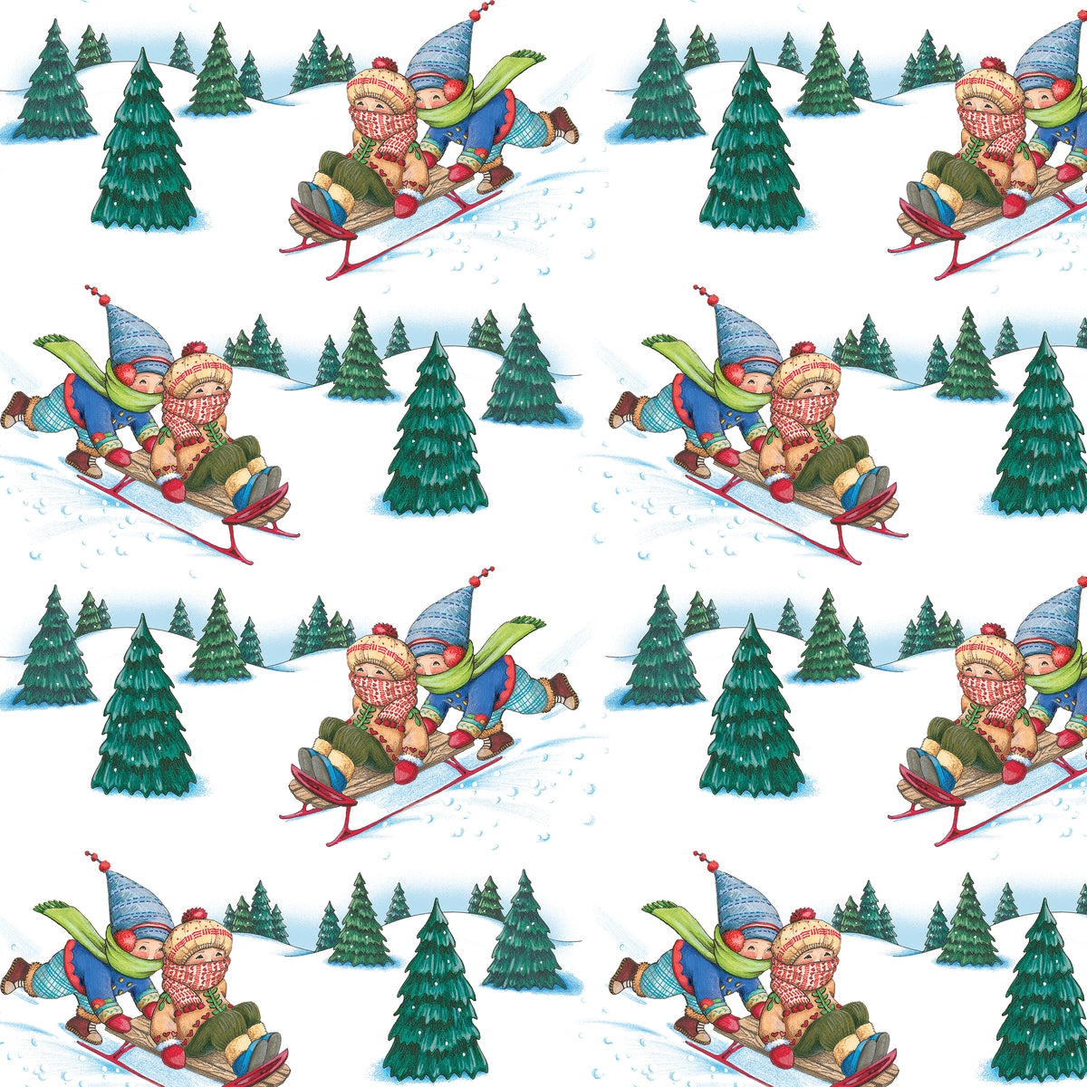 Snow Day | Sleddin' Spot - White by Mary Engelbreit for FreeSpirit | PWMY042.WHITE