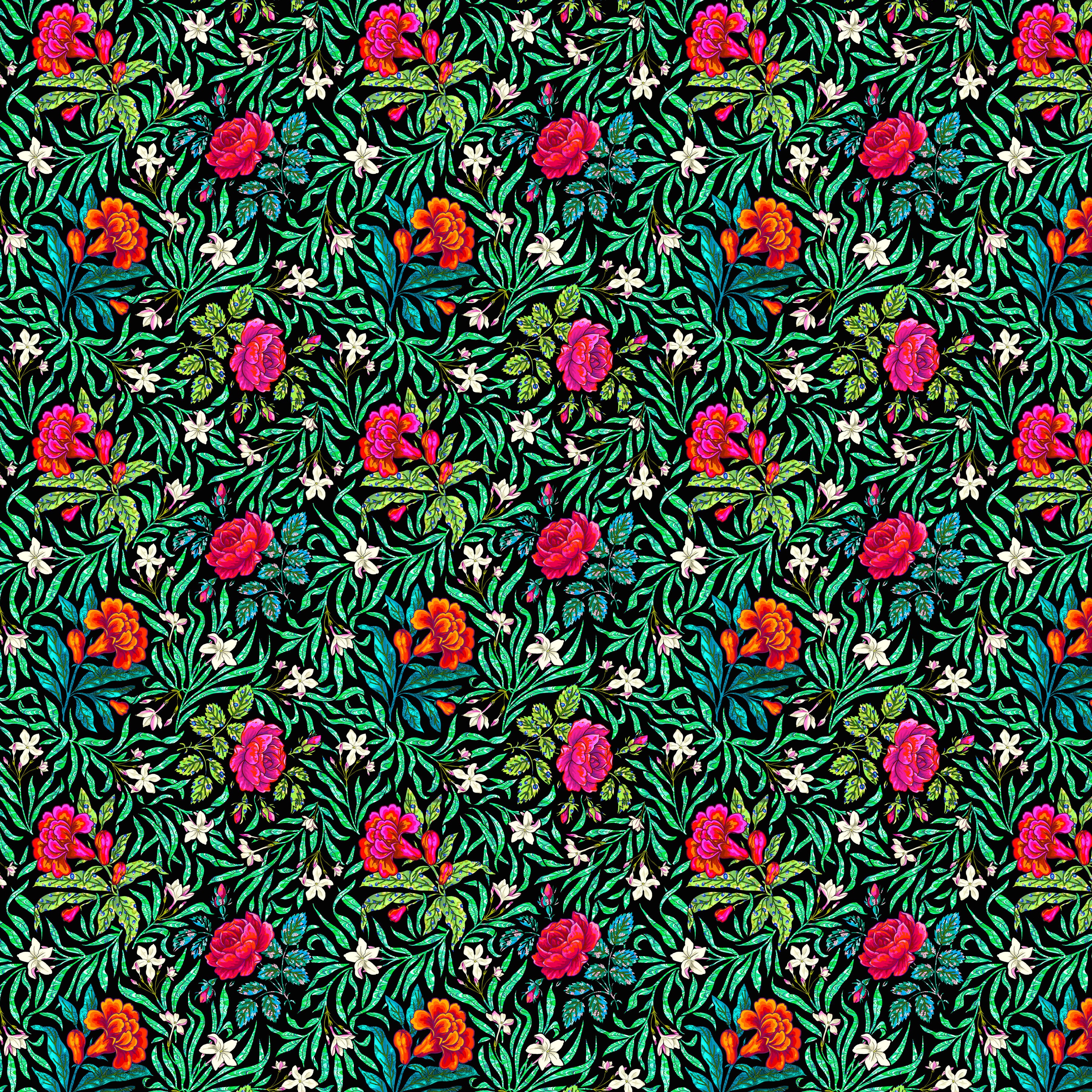 Language of Flowers | Small Victorian - Noir by Odile Bailloeul for Free Spirit | PWOB107.NOIR