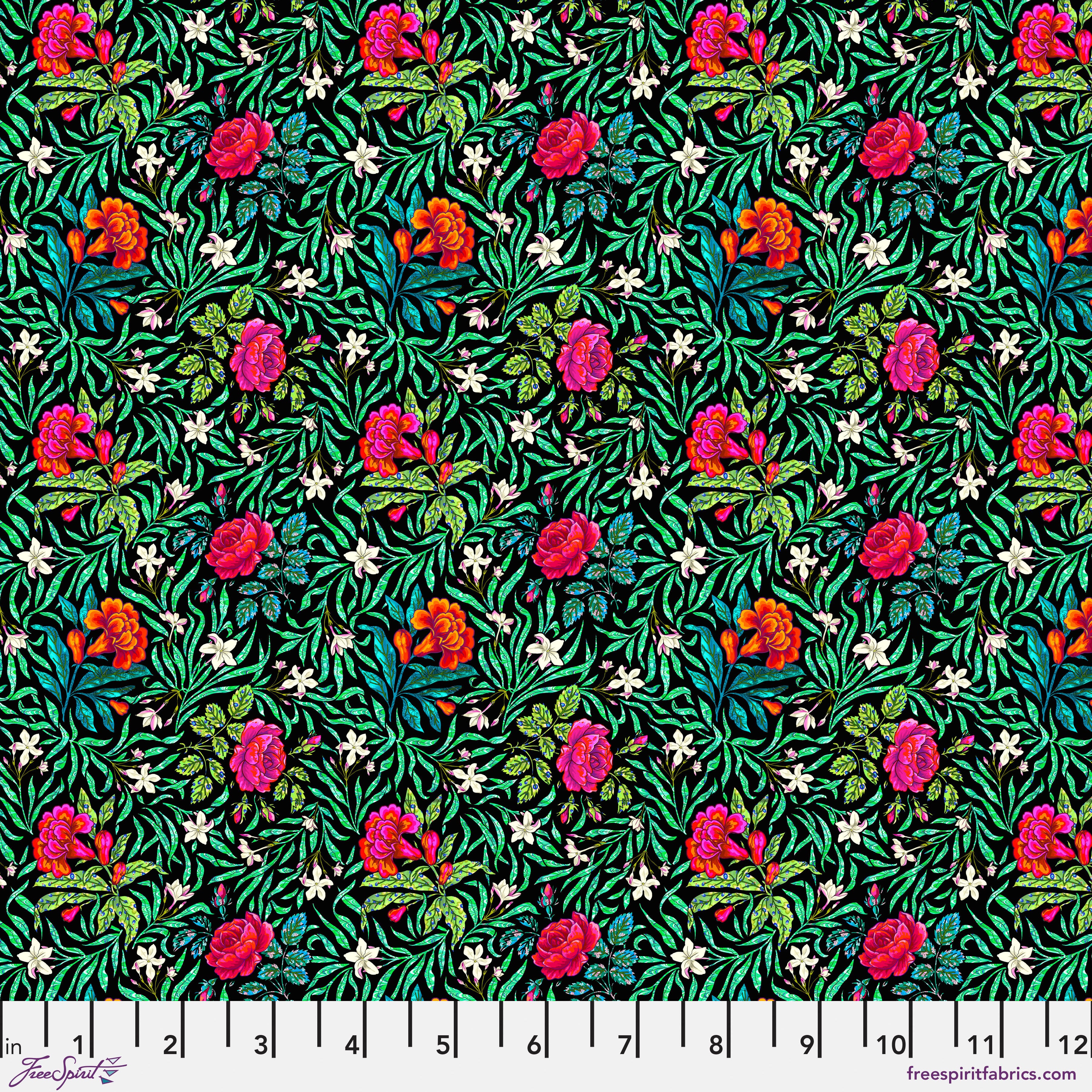 Language of Flowers | Small Victorian - Noir by Odile Bailloeul for Free Spirit | PWOB107.NOIR