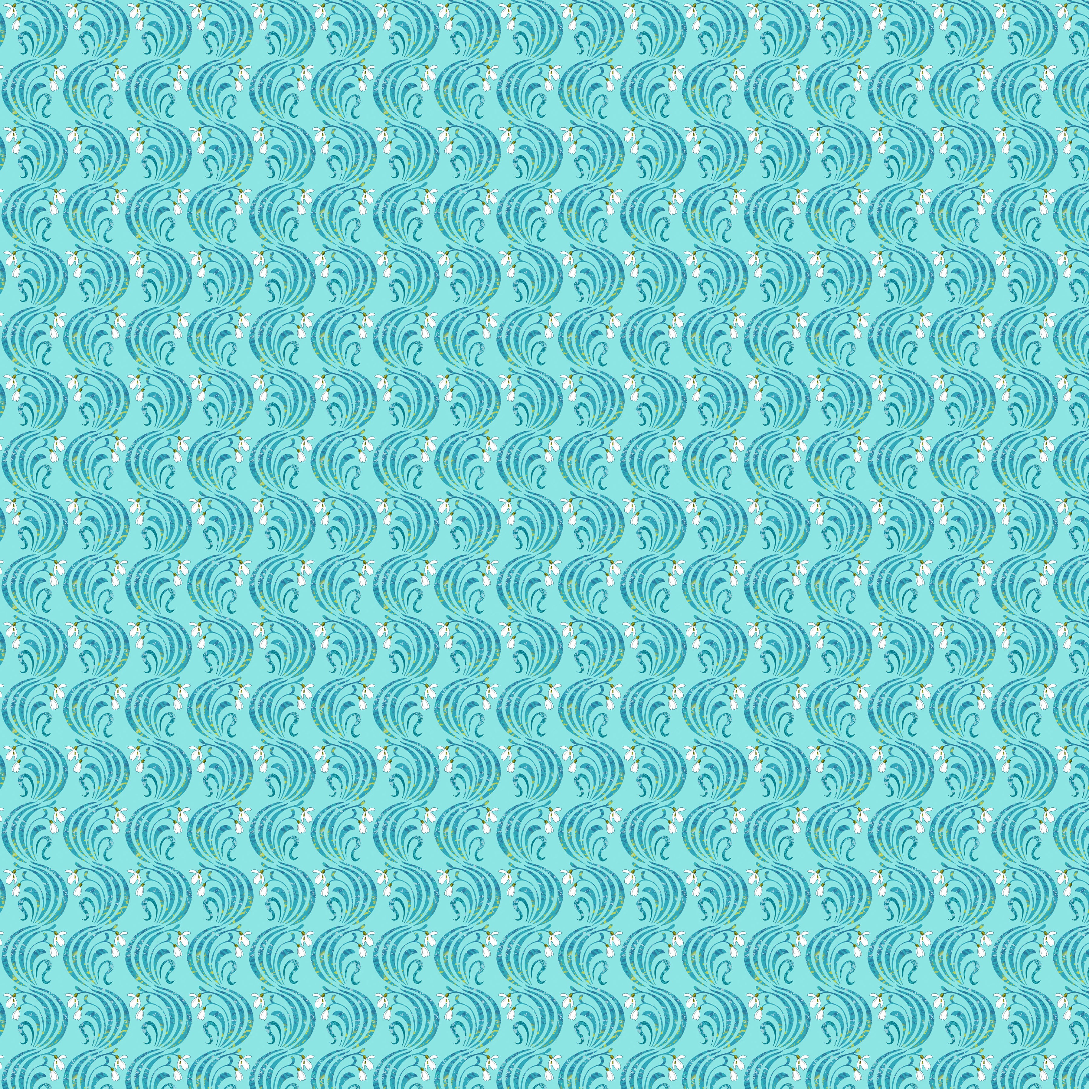 Language of Flowers | January - Turquoise by Odile Bailloeul for Free Spirit | PWOB110.TURQUOISE