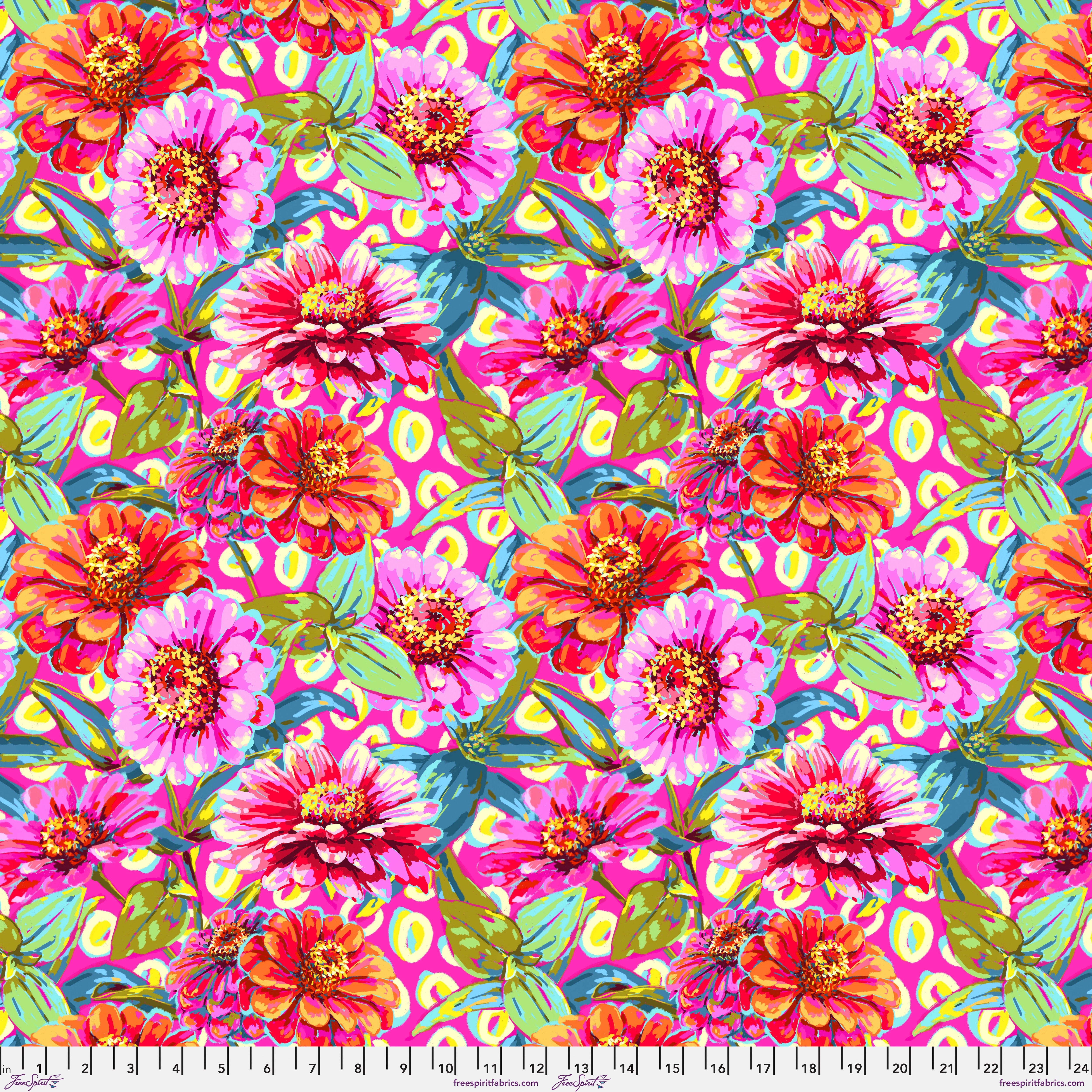 Festival | Zinnias - Pink by Odile Bailloeul for FreeSpirit | PWOB120.PINK
