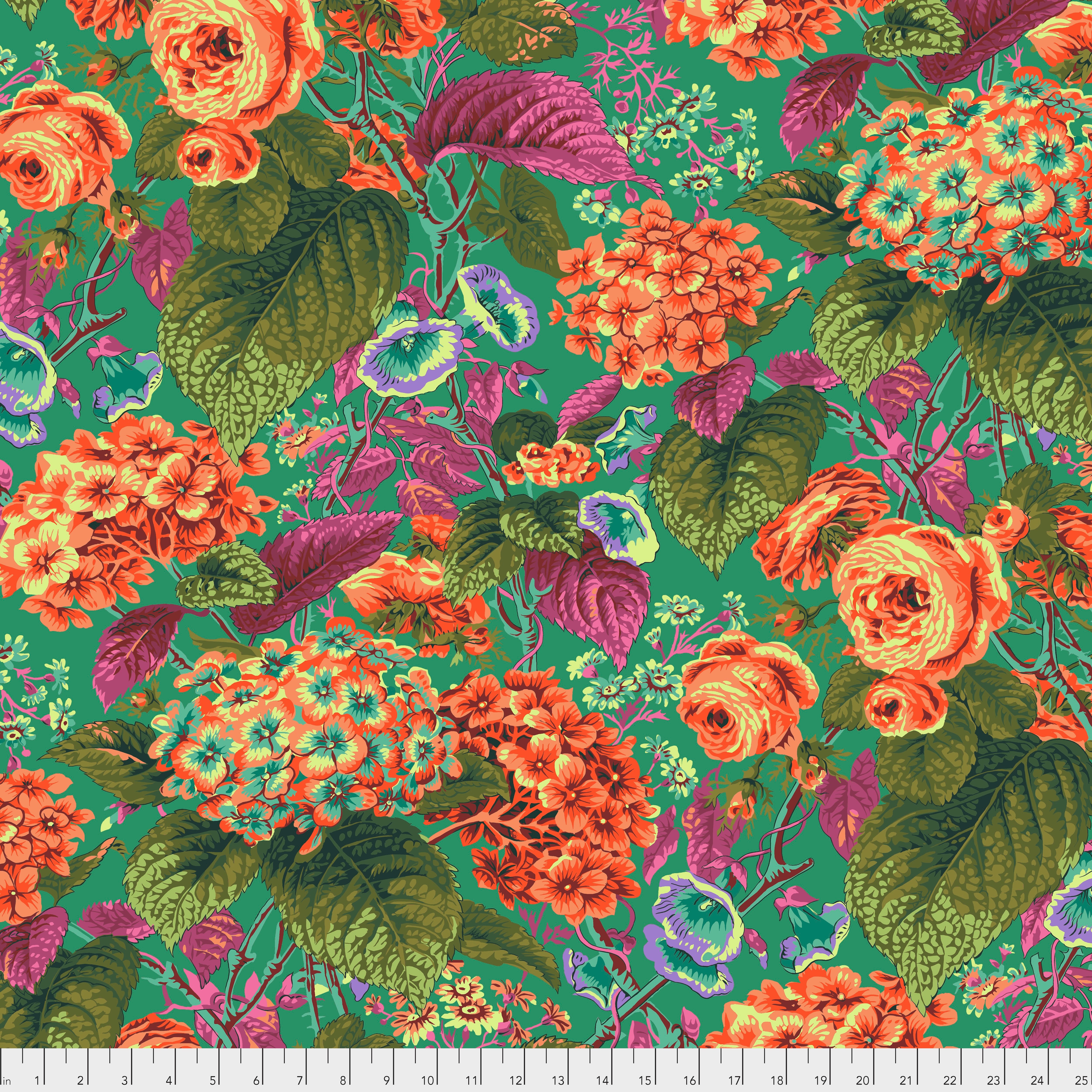 Stash | Rose and Hydrangea Green by Kaffe Fassett Collective for Free Spirit | PWPJ097.GREEN