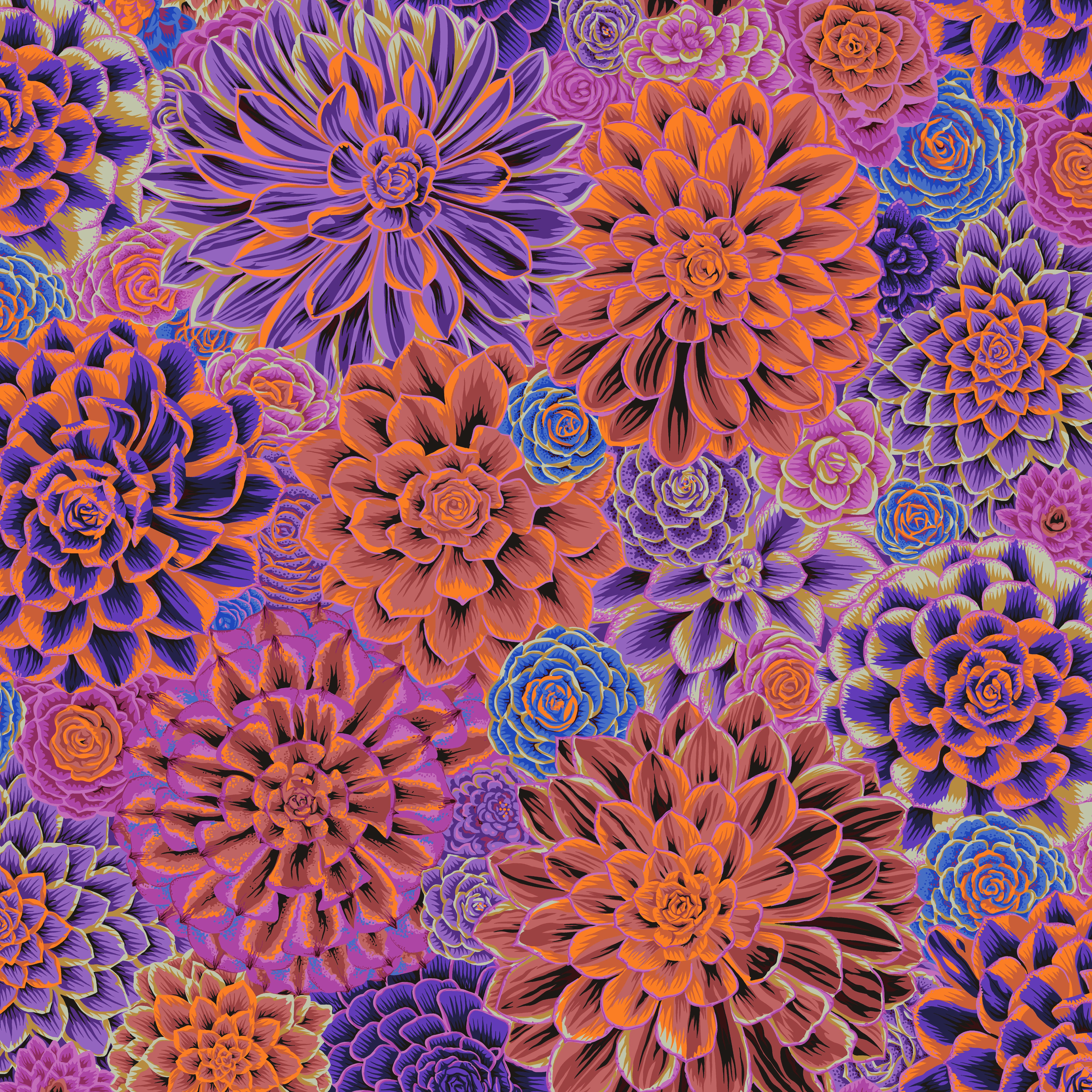 February 2025 | House Leeks - Purple by Kaffe Fassett Collective for Free Spirit | PWPJ113.PURPLE