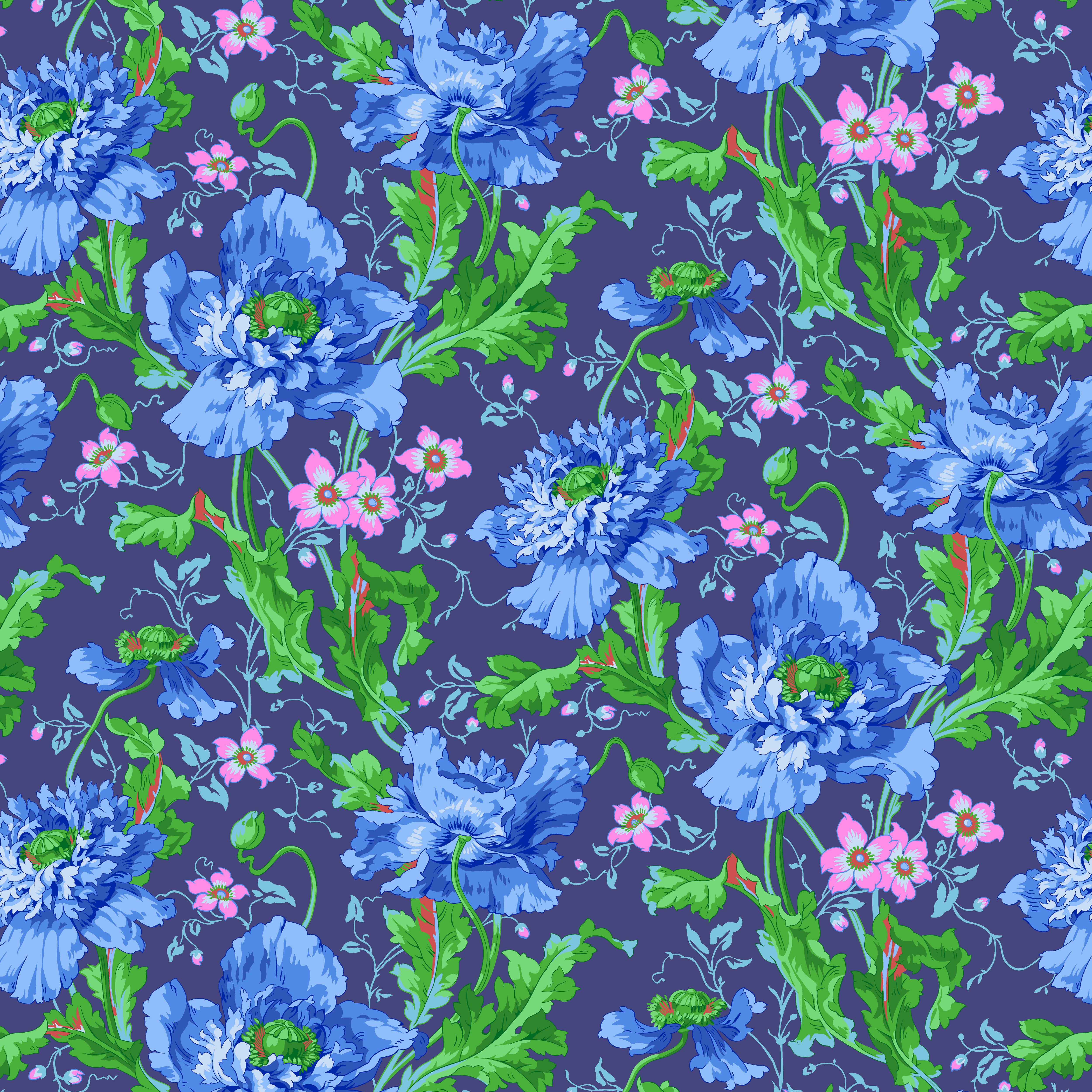 August 2024 | Papaver - Blue by Philip Jacobs for the Kaffe Fassett Collective | PWPJ127.BLUE