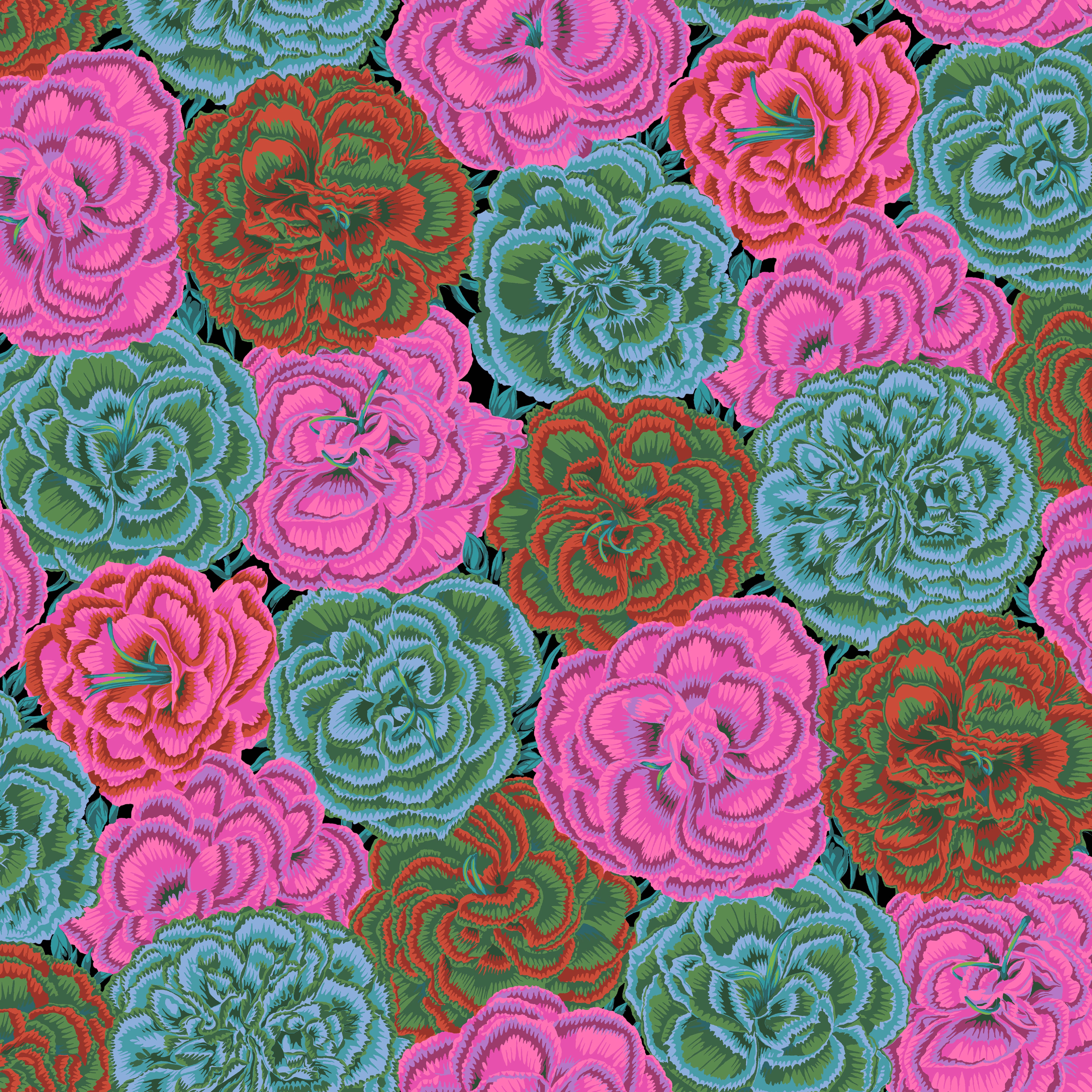 August 2025 | Picotee Carnations - Dark by Kaffe Fassett Collective for FreeSpirit | PWPJ133.DARK