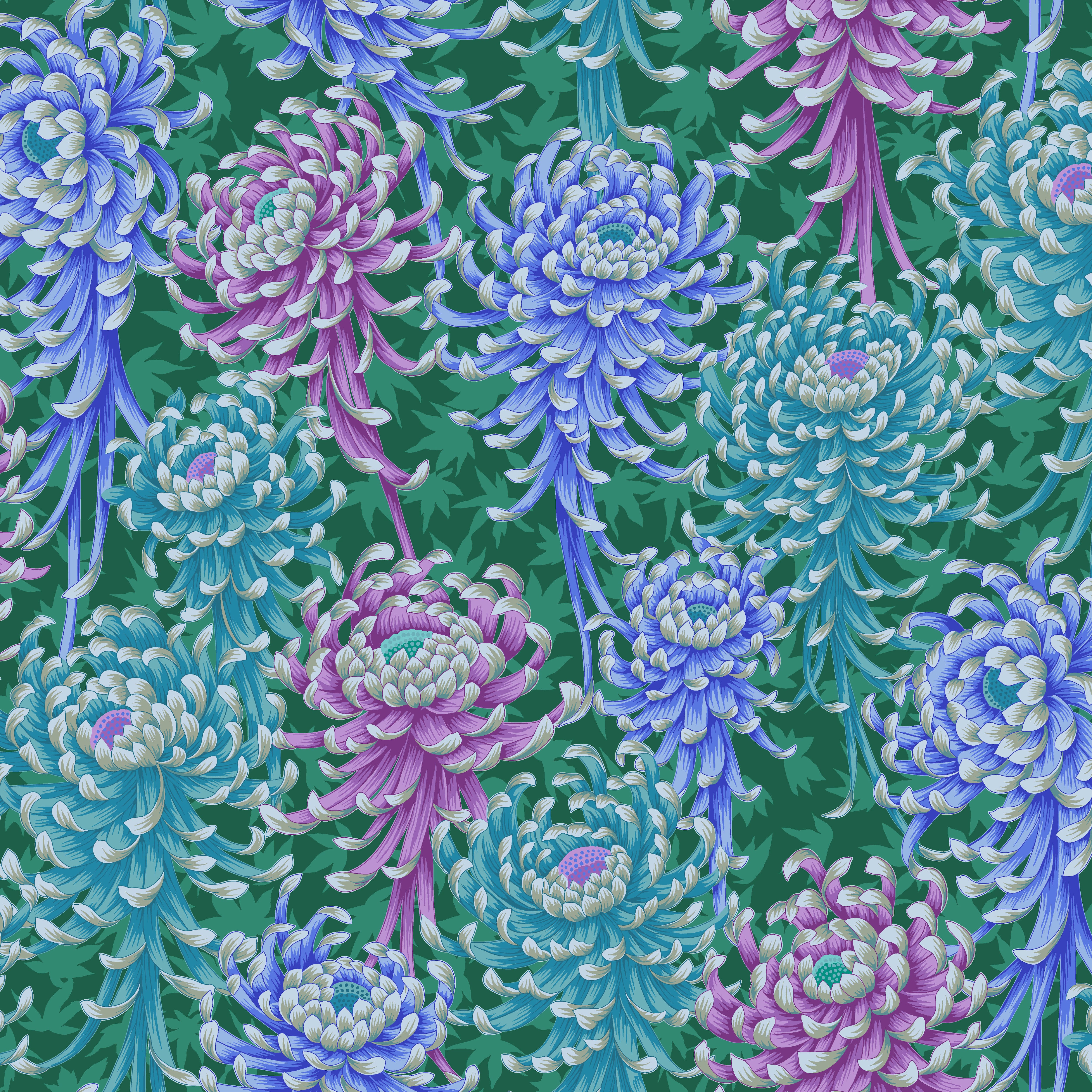 August 2025 | Spider Mums - Cool by Kaffe Fassett Collective for FreeSpirit | PWPJ135.COOL