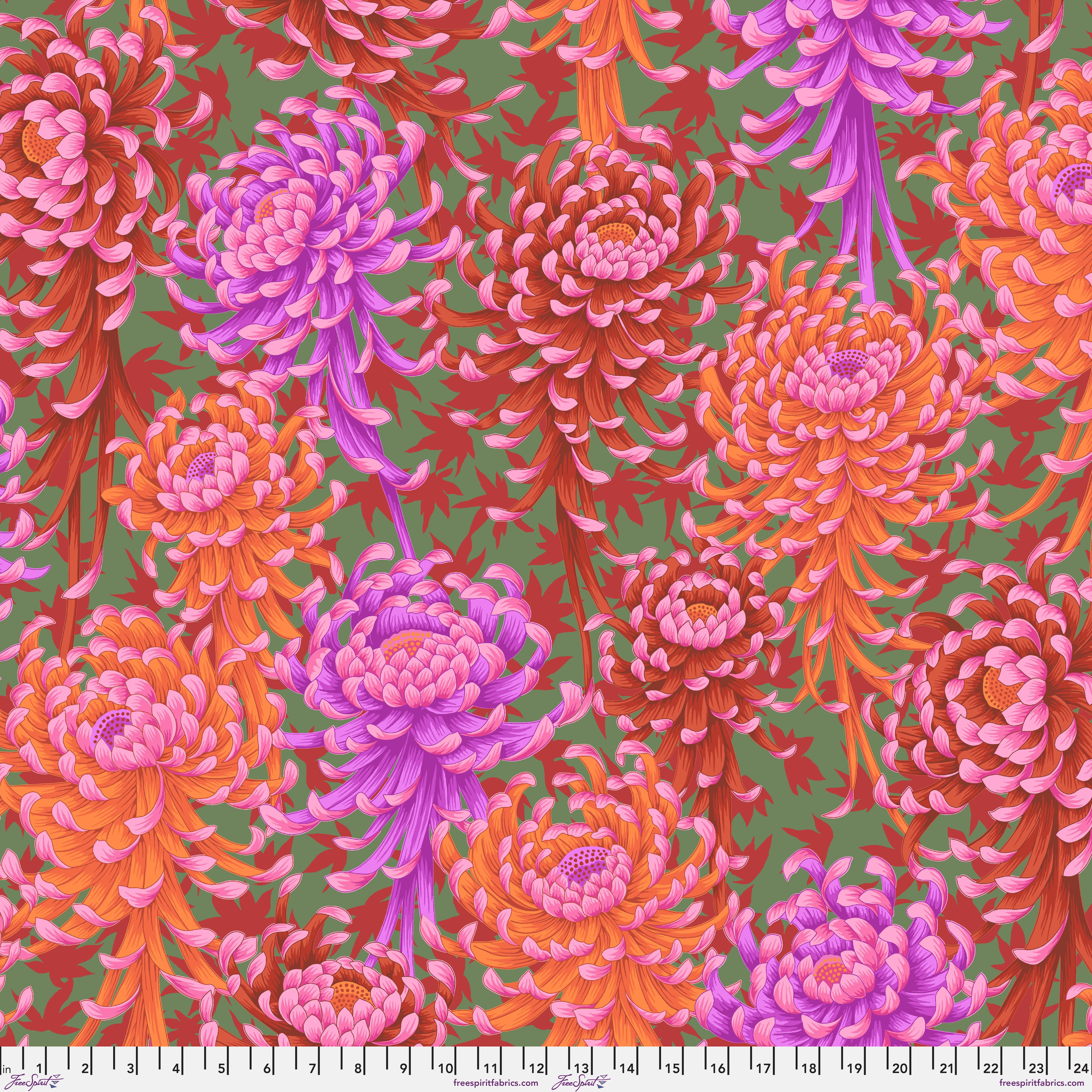 August 2025 | Spider Mums - Red by Kaffe Fassett Collective for FreeSpirit | PWPJ135.RED