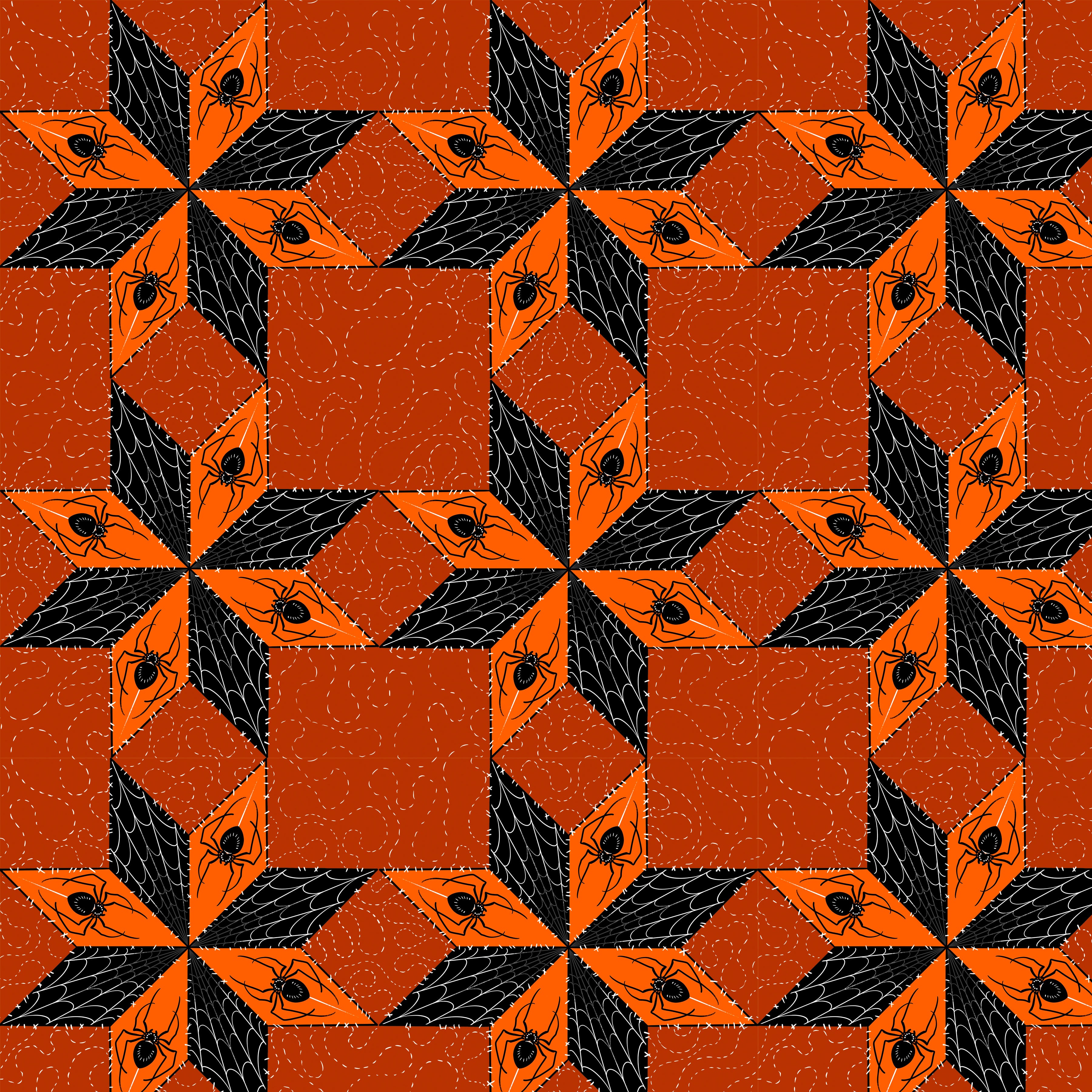 Costumes & Cobwebs | Stars & Spiders - Orange by Rachel Hauer for FreeSpirit | PWRH117.ORANGE